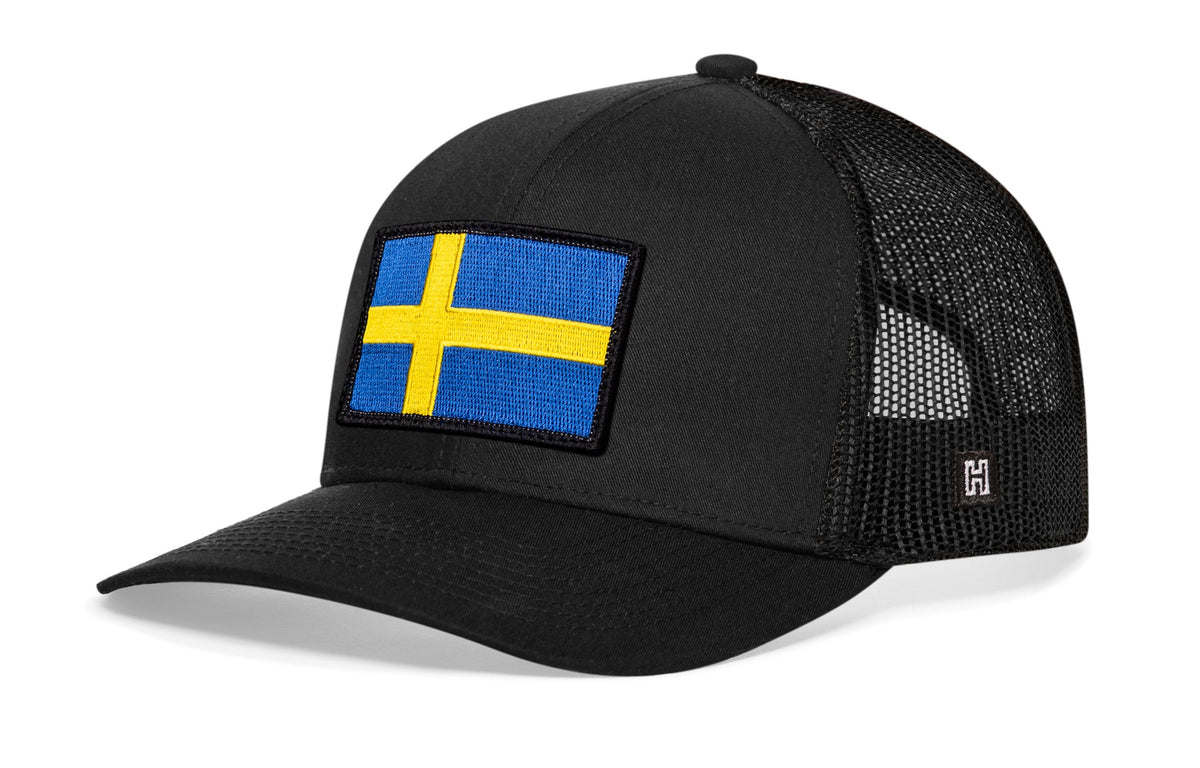 Swedish Flag Trucker Hat | Black Sweden Snapback