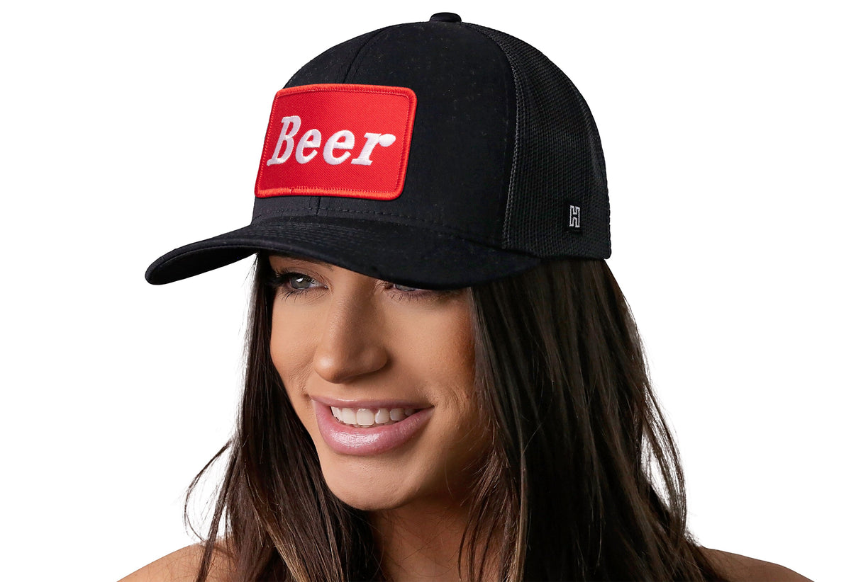Beer Trucker Hat | Black Drinking Snapback