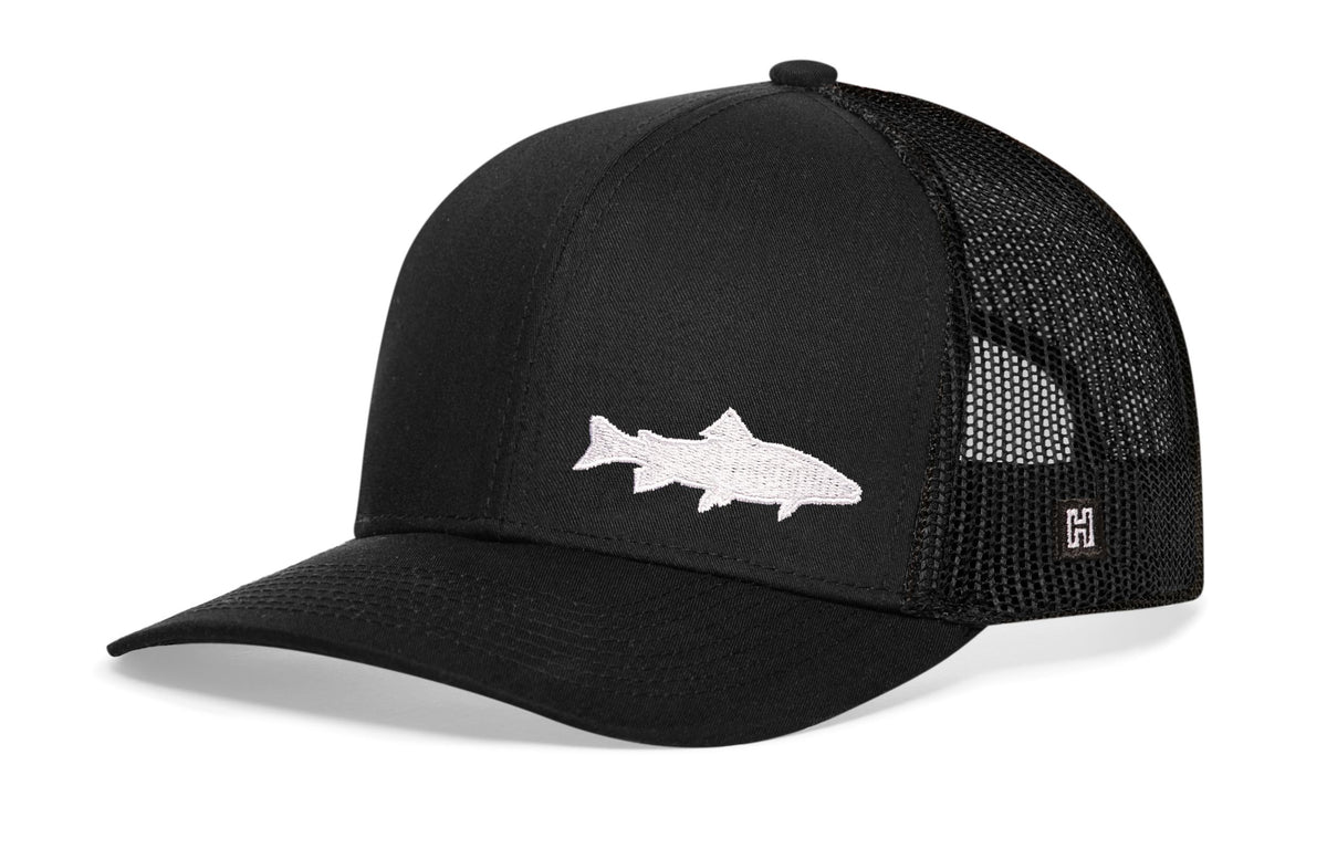 Steelhead Fish Trucker Hat | Black Steelhead Fish Snapback