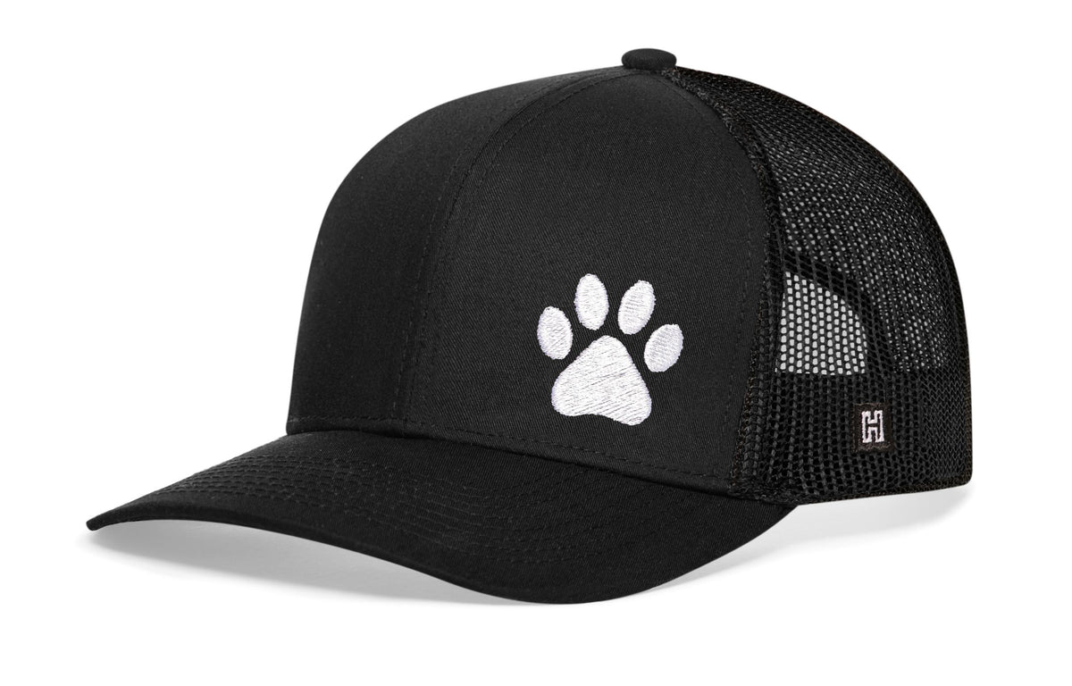 Paw Trucker Hat | Black Animal Print Snapback