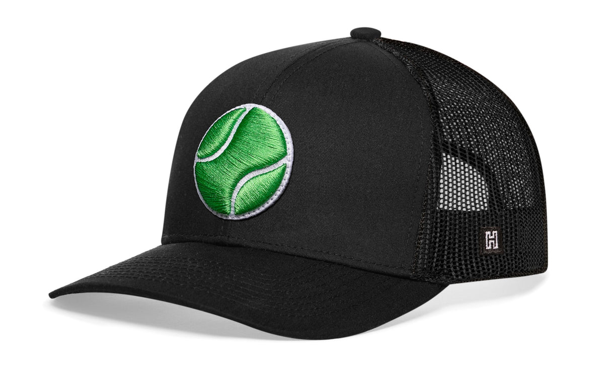 Tennis Trucker Hat | Black Tennis Ball Snapback