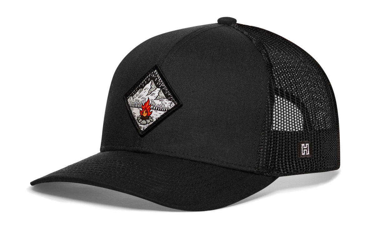 Campfire Trucker Hat | Black Outdoors Snapback