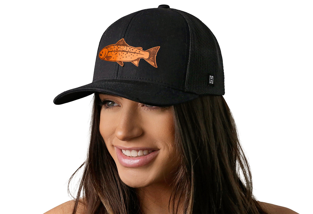 Salmon Trucker Hat | Black Salmon Snapback