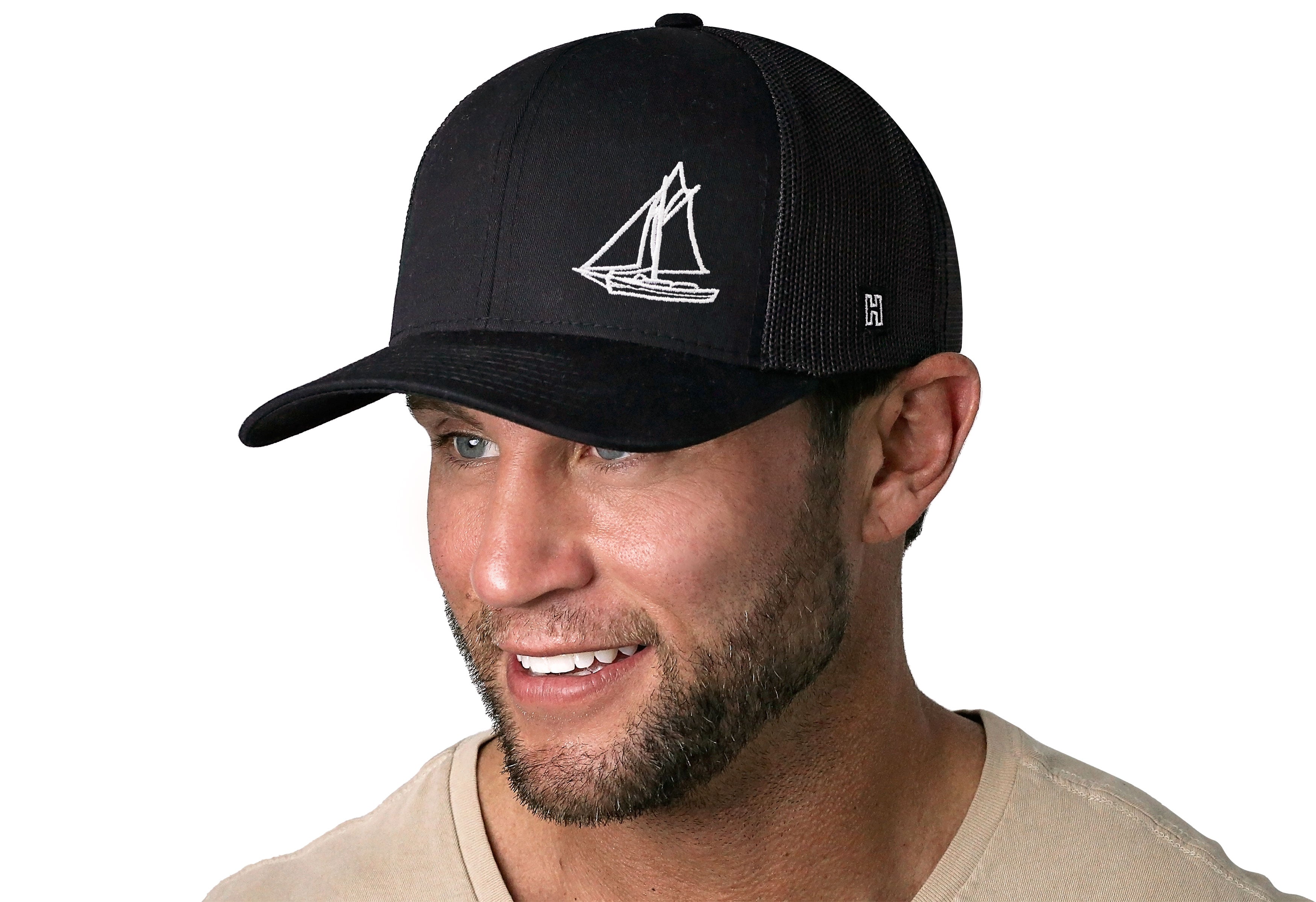 Sailboat Trucker Hat | Black Snapback