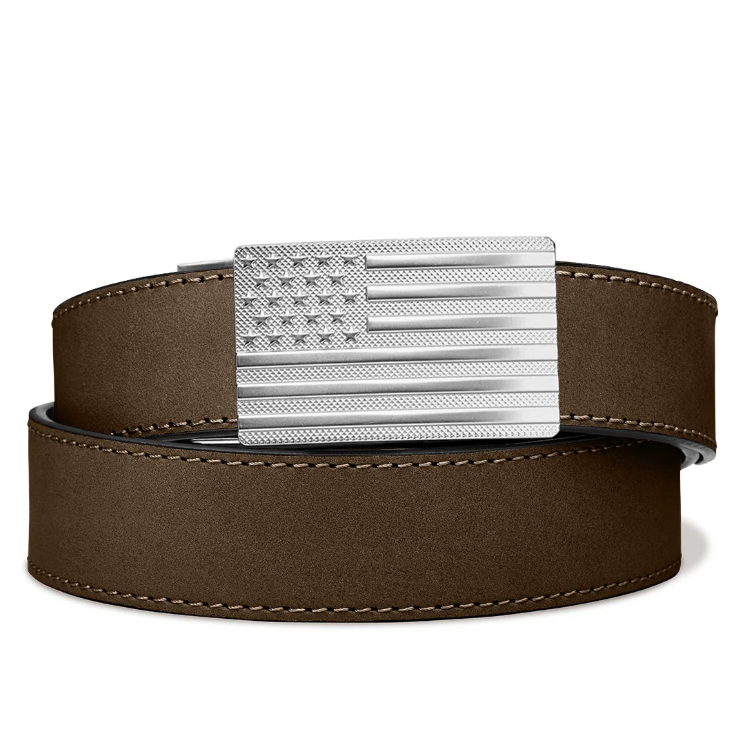 Kore Essentials Flag Buckle Buffalo Leather Gun Belt 1.5"