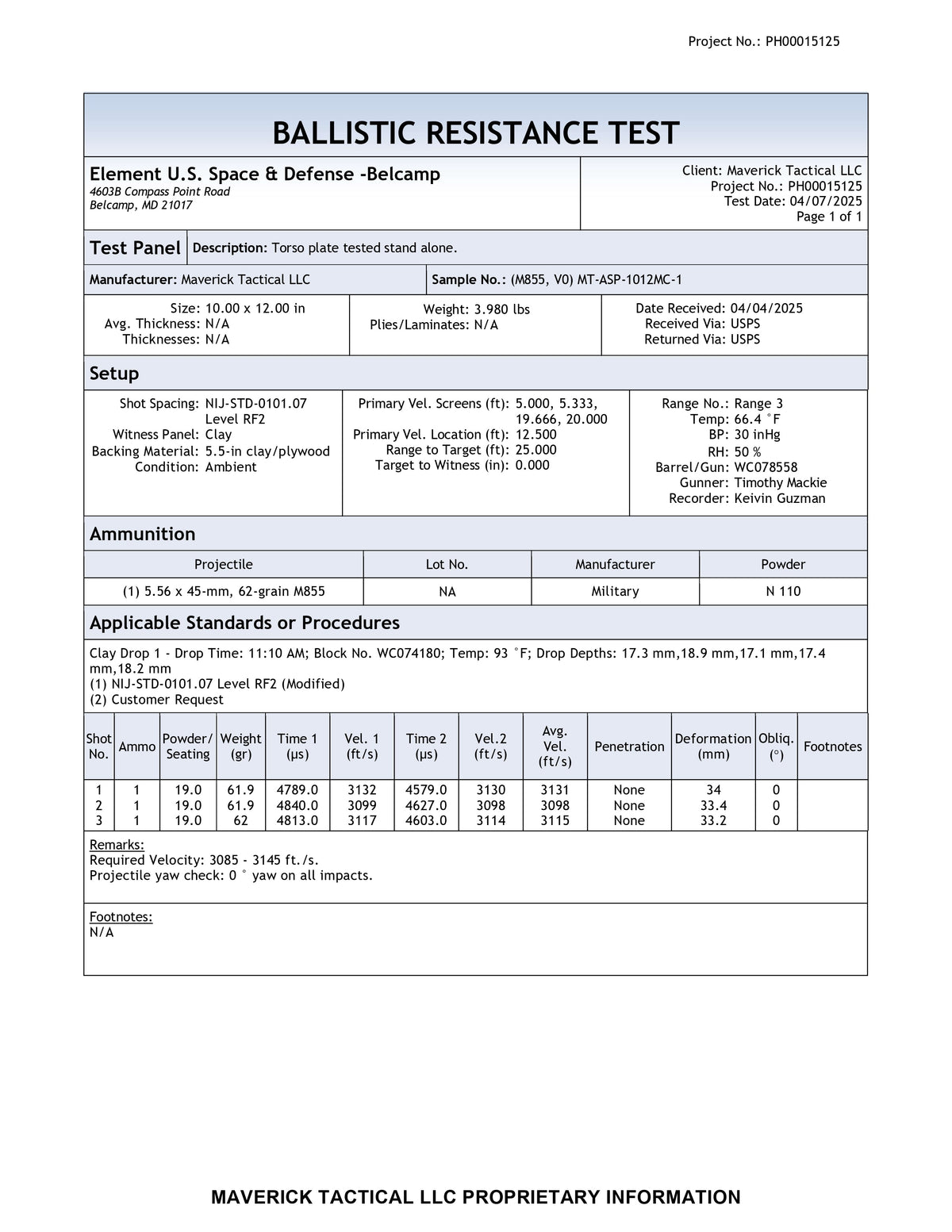 YM4 Body Armor Plate (Level SRT Special Rifle Threat)