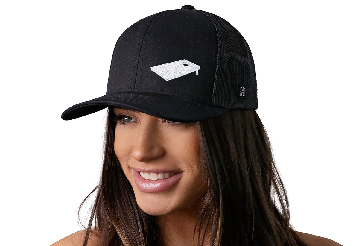 Cornhole Board Trucker Hat | Black Bags Snapback