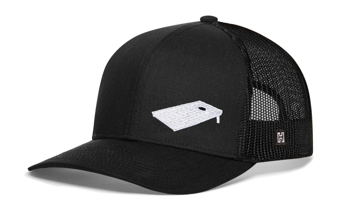 Cornhole Board Trucker Hat | Black Bags Snapback