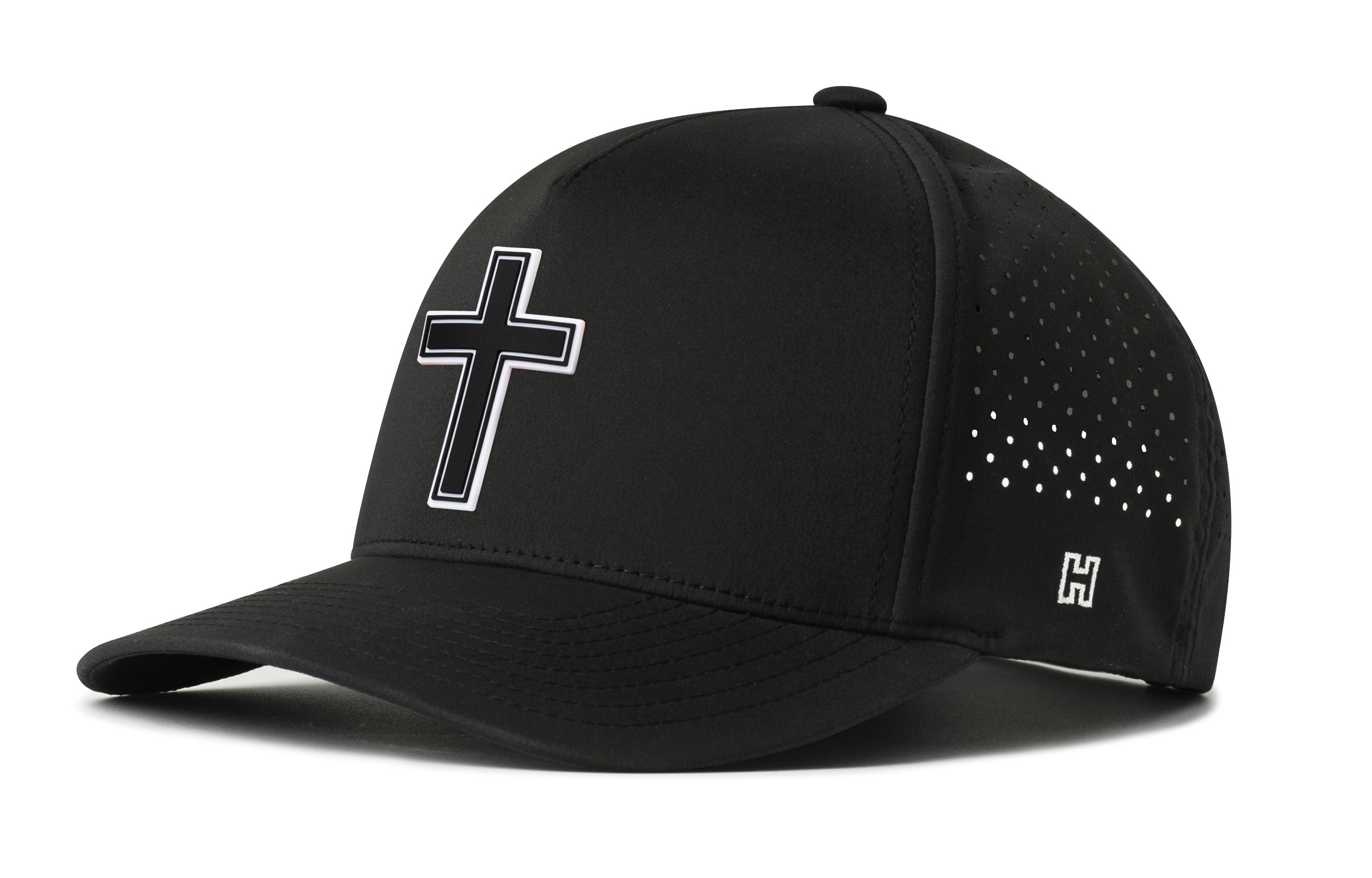 Cross Performance 5-Panel Hat | Black PVC Christian Flexfit® Snapback