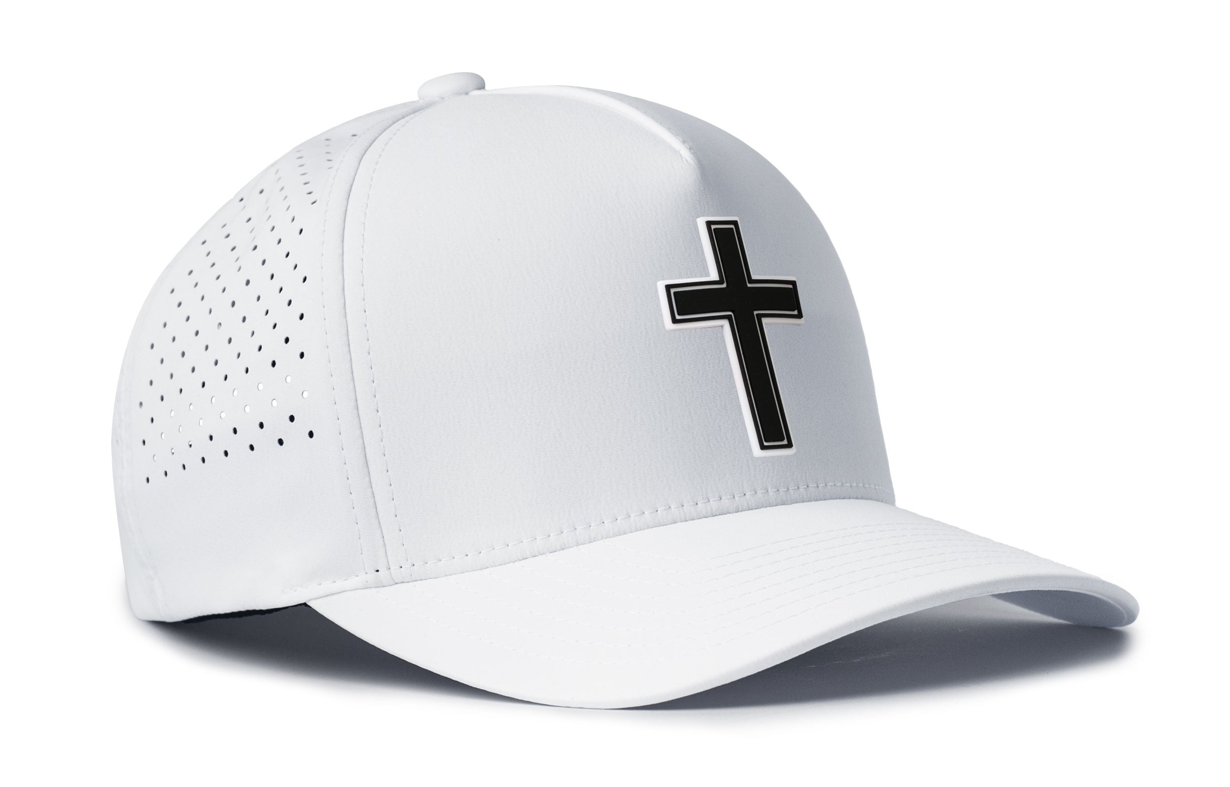 Cross Performance 5-Panel Hat | Black PVC Christian Flexfit® Snapback
