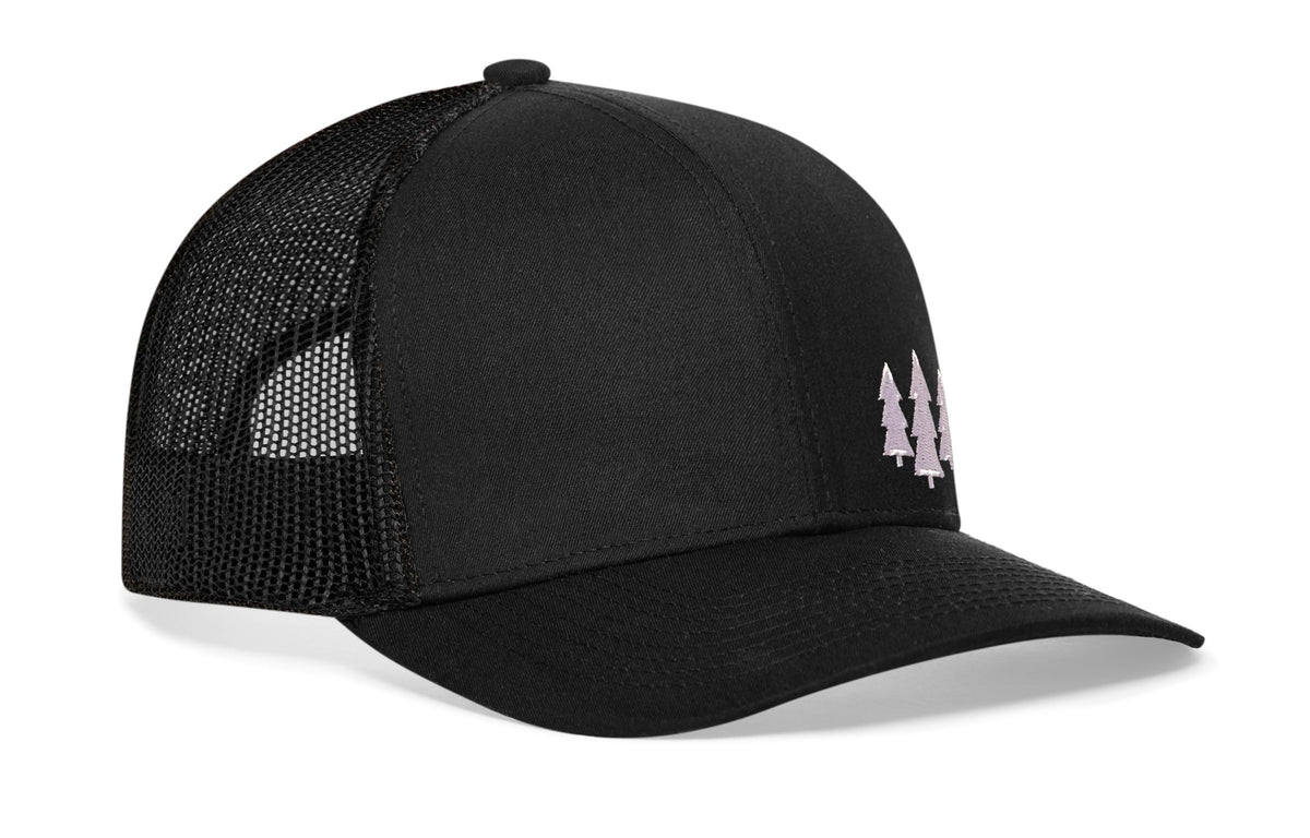 Three Pine Trees Trucker Hat | Black Outdoors Snapback