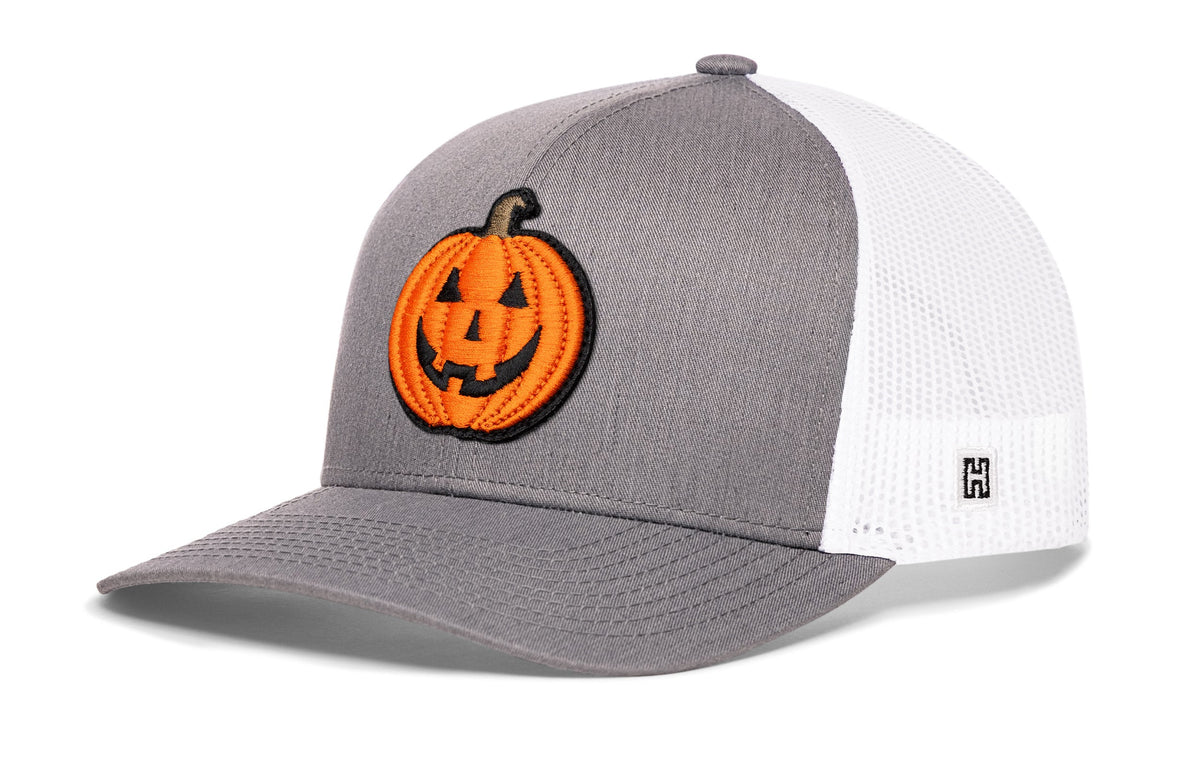 Jack-O-Lantern Trucker Hat Trucker Hat | Black Pumpkin Snapback