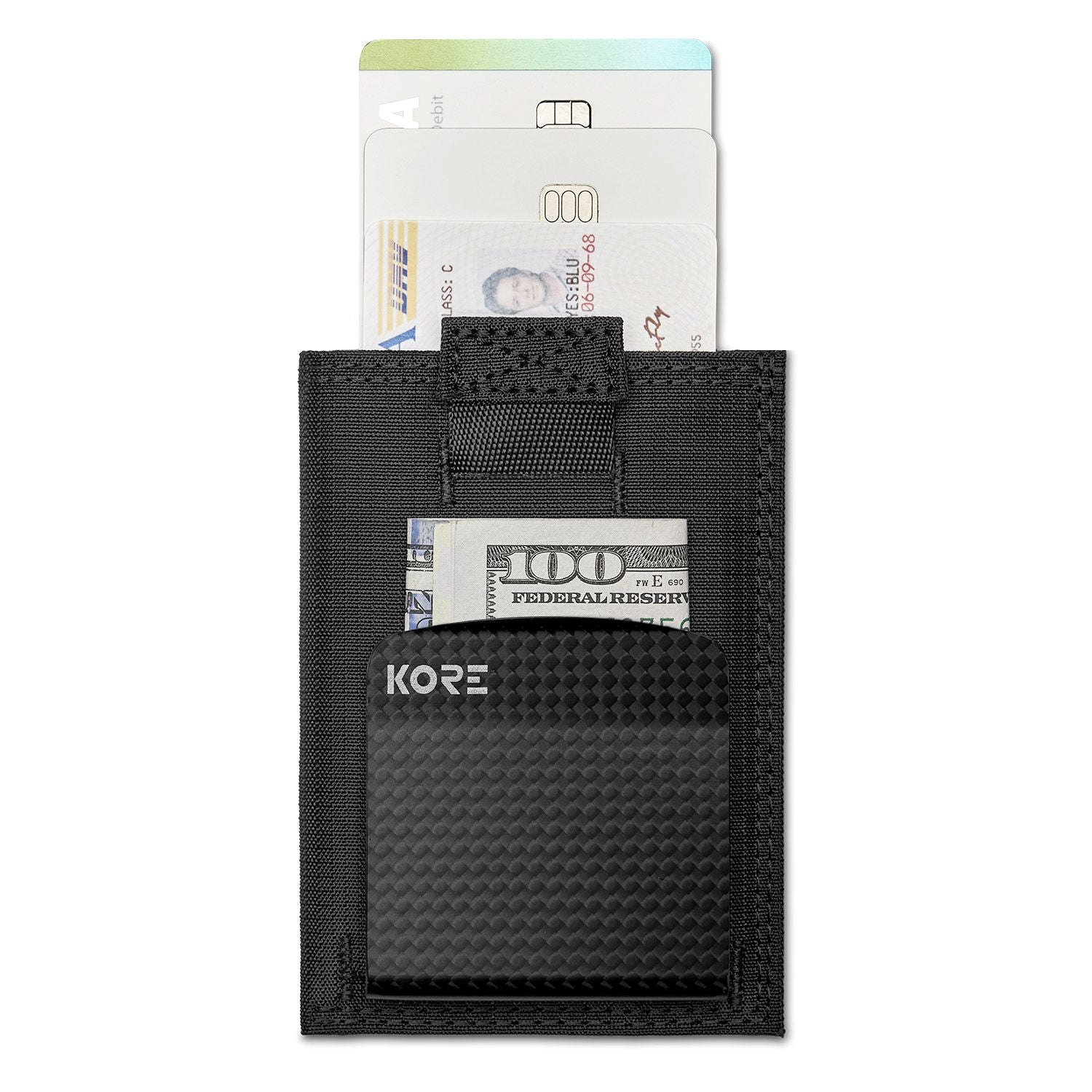 Kore Black Tactical Slim Wallet & CF Money Clip
