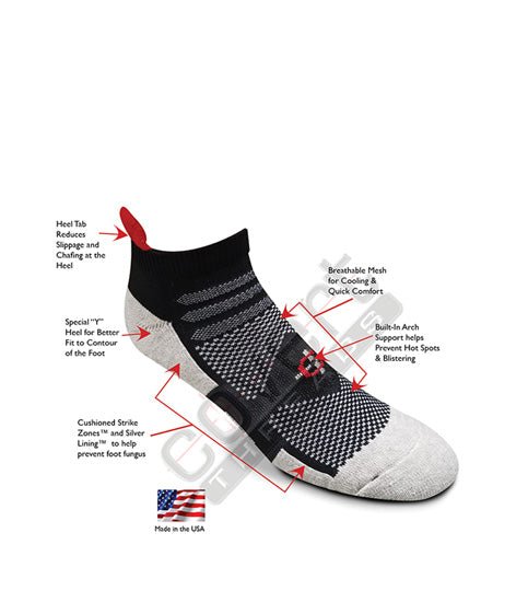 Covert Threads Red Line Tab Sock | First Responder Performance Sock with Silver Odor Control