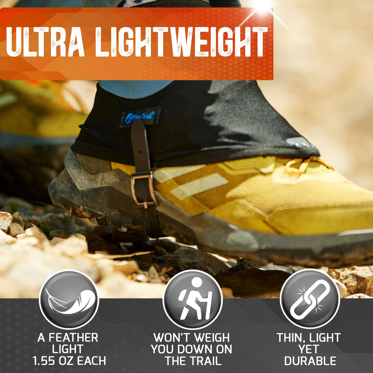 Pike Trail Low Cut Running Thru-Hiker Gaiters – Lightweight, Breathable Trail Running & Hiking Protection