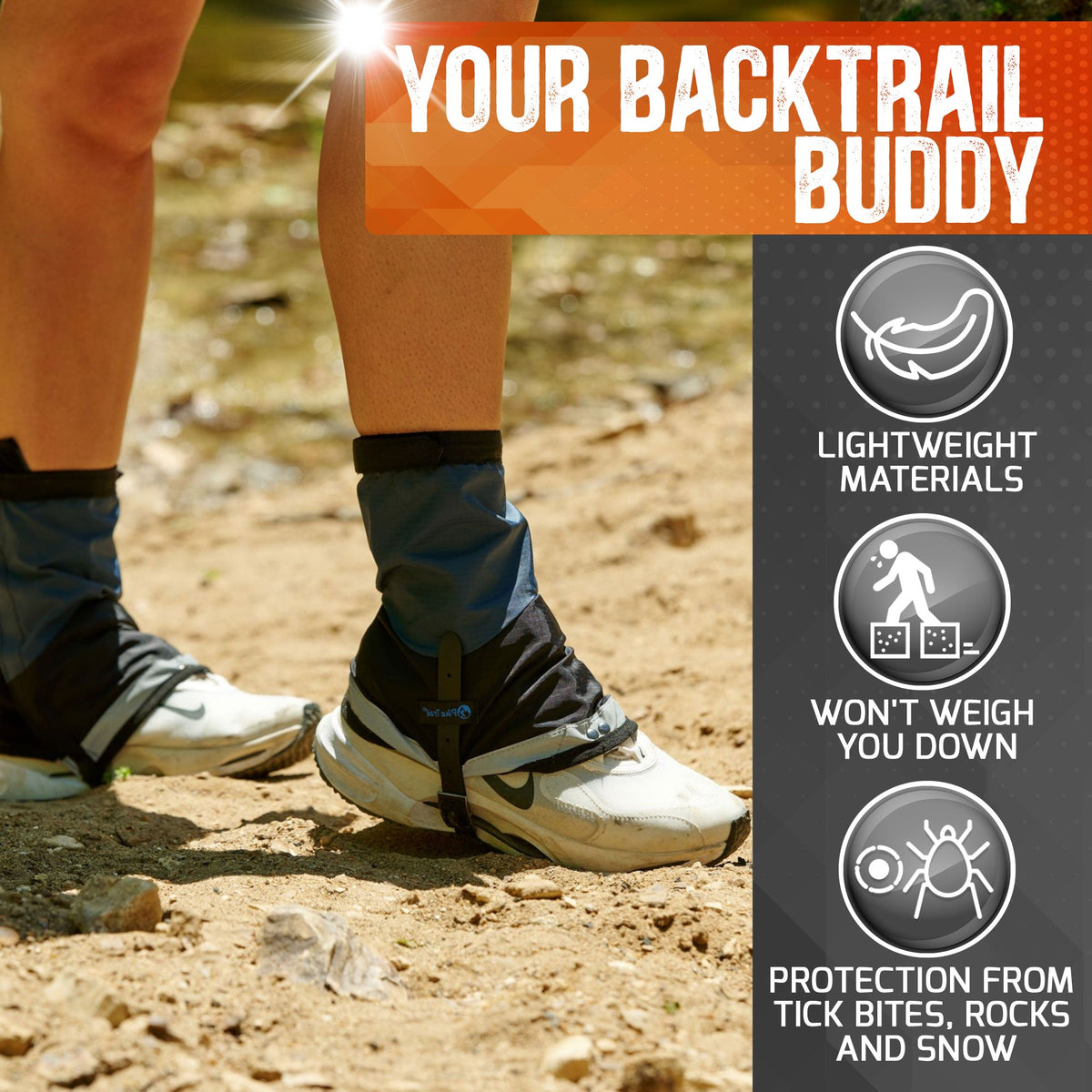Pike Trail Mid Length Gaiters – Waterproof, Adjustable Small/Medium Hiking & Hunting Gaiters