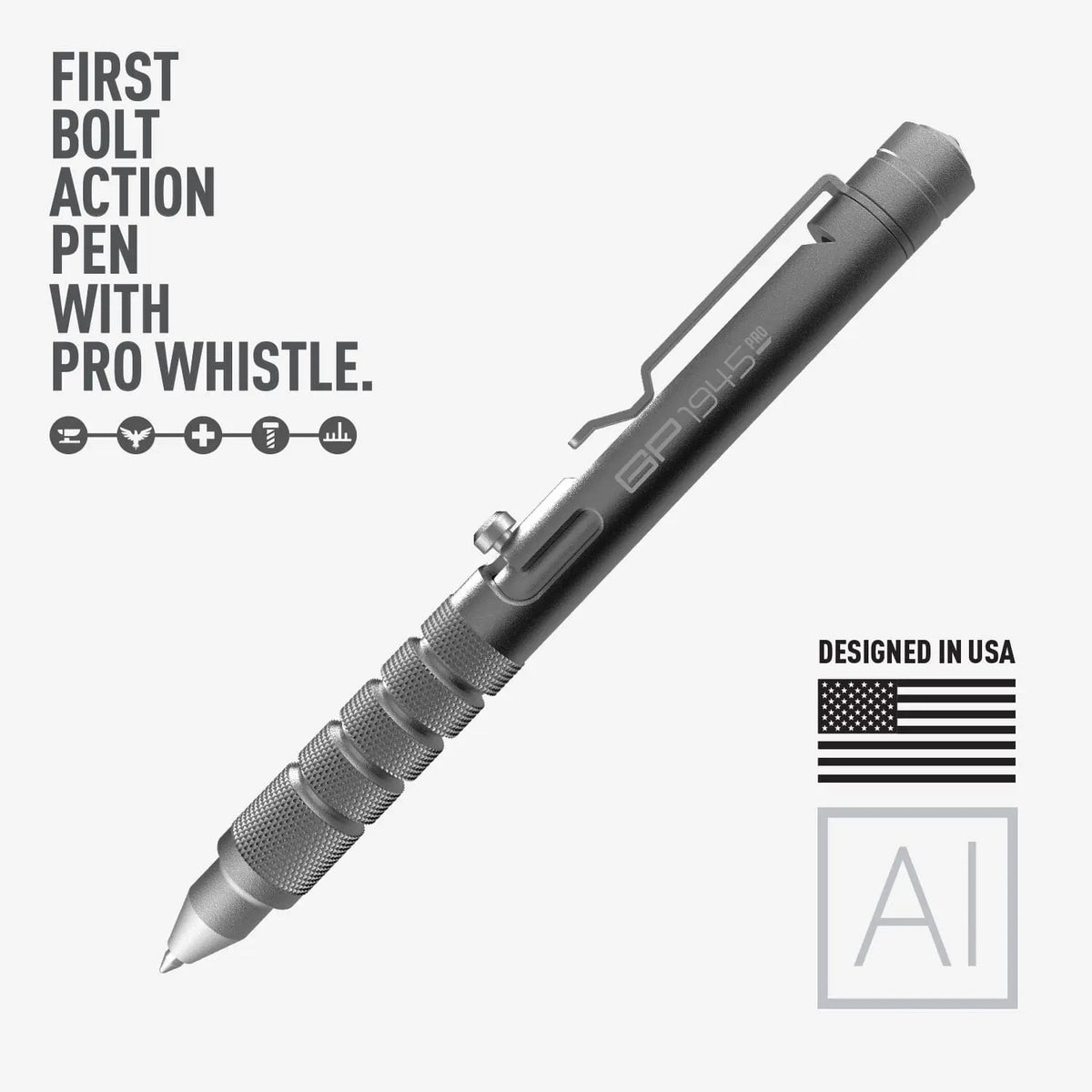 GPCA 1945 Bolt-Action Pen PRO — Titanium & Aluminum EDC