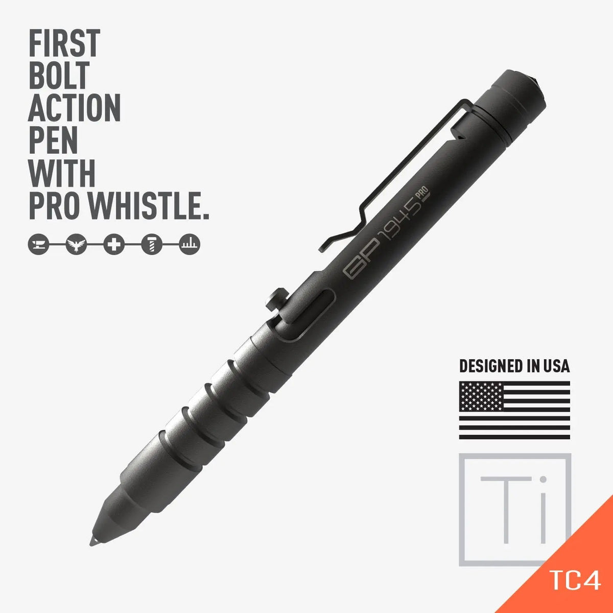 GPCA 1945 Bolt-Action Pen PRO — Titanium & Aluminum EDC
