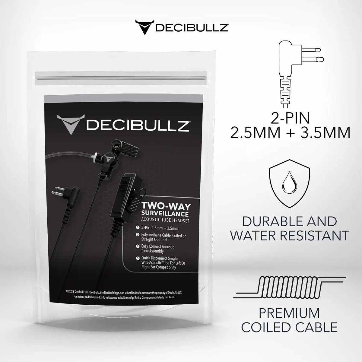 Decibullz +Awareness Custom Molded Two-Way Surveillance Acoustic Tube Headset (Motorola)