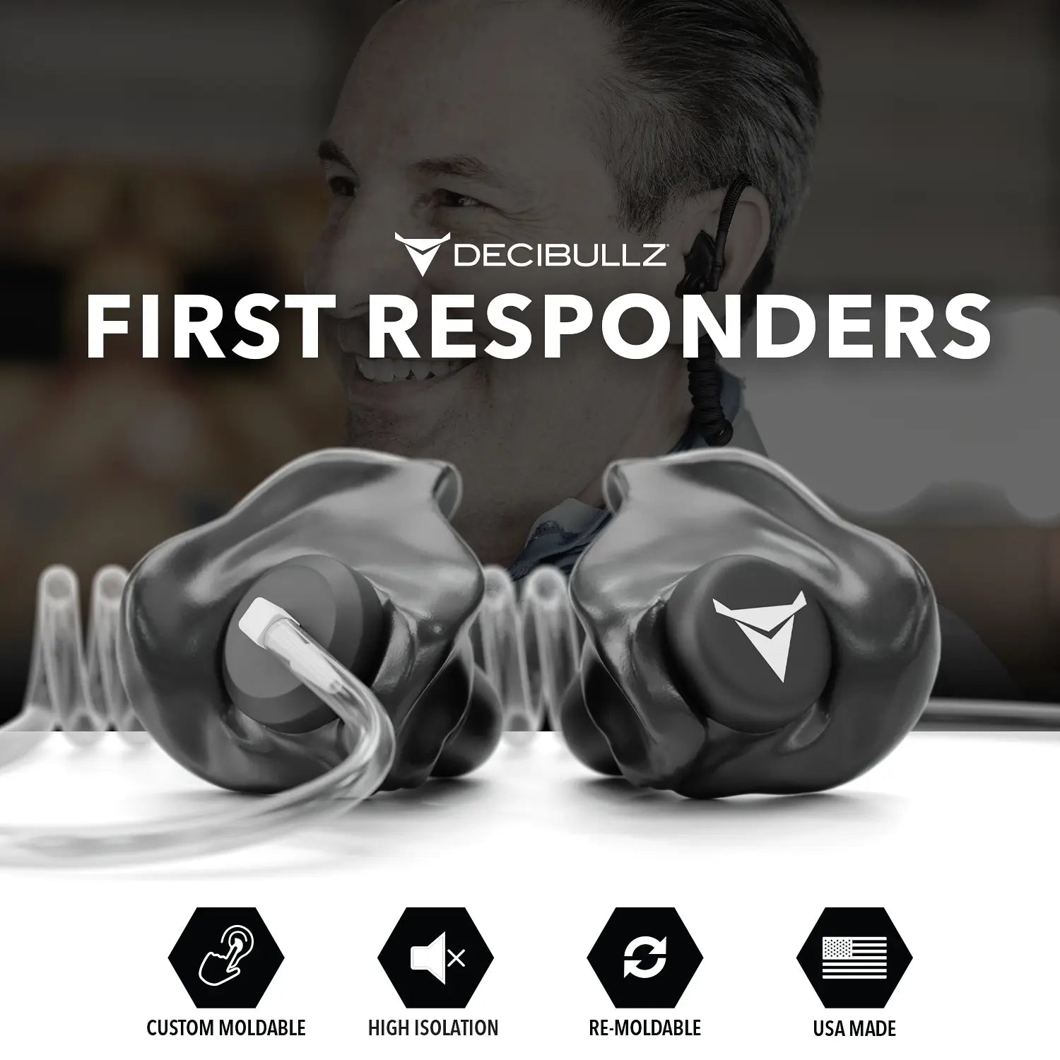Decibullz +Isolation Custom Molded Two-Way Surveillance Acoustic Tube Headset (Motorola)
