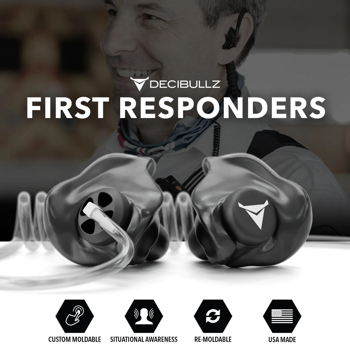 Decibullz Custom Moldable Awareness Earpiece for Clear Tube, Radio, Surveillance, and Communication Headsets