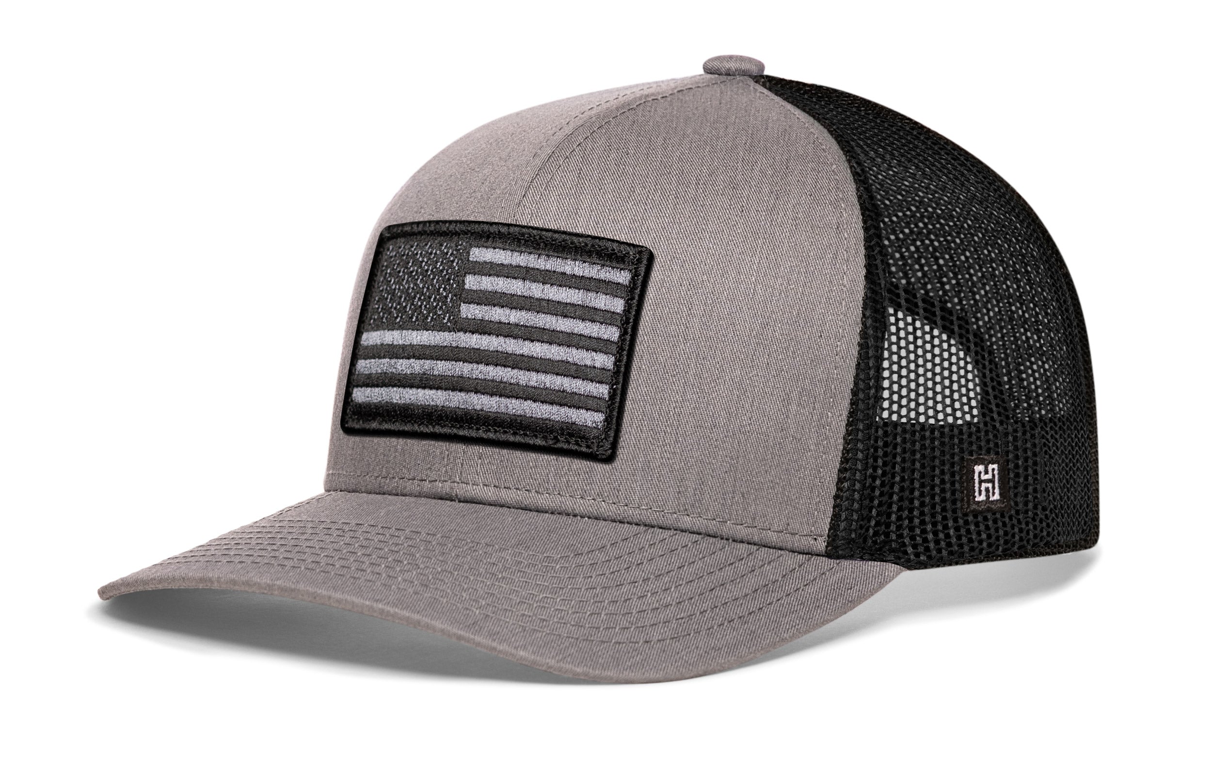 Haka Hat American Flag Trucker Hat  |  Gray-Black USA Tactical Snapback