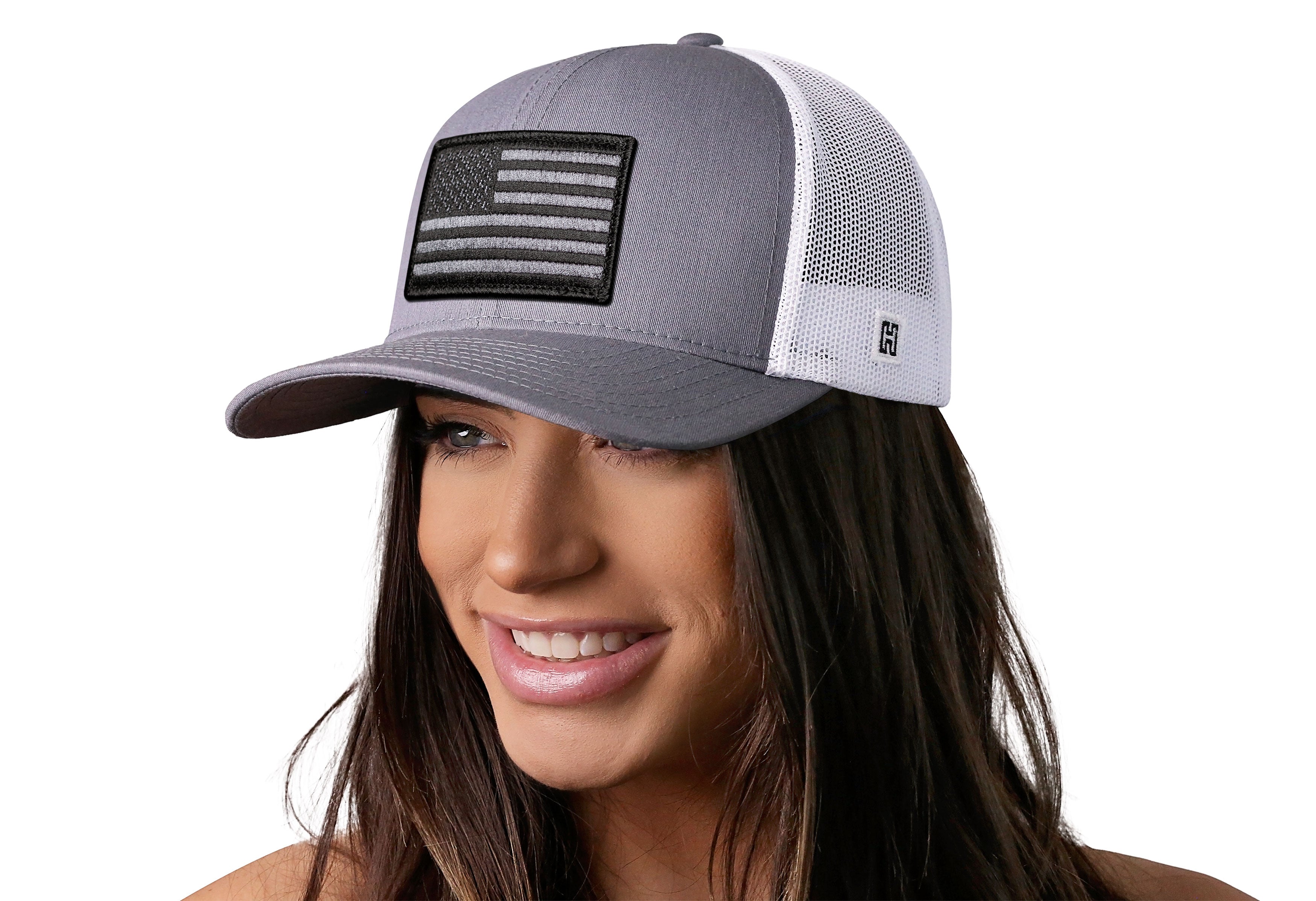 Haka Hat American Flag Trucker Hat  |  Gray-White USA Tactical Snapback