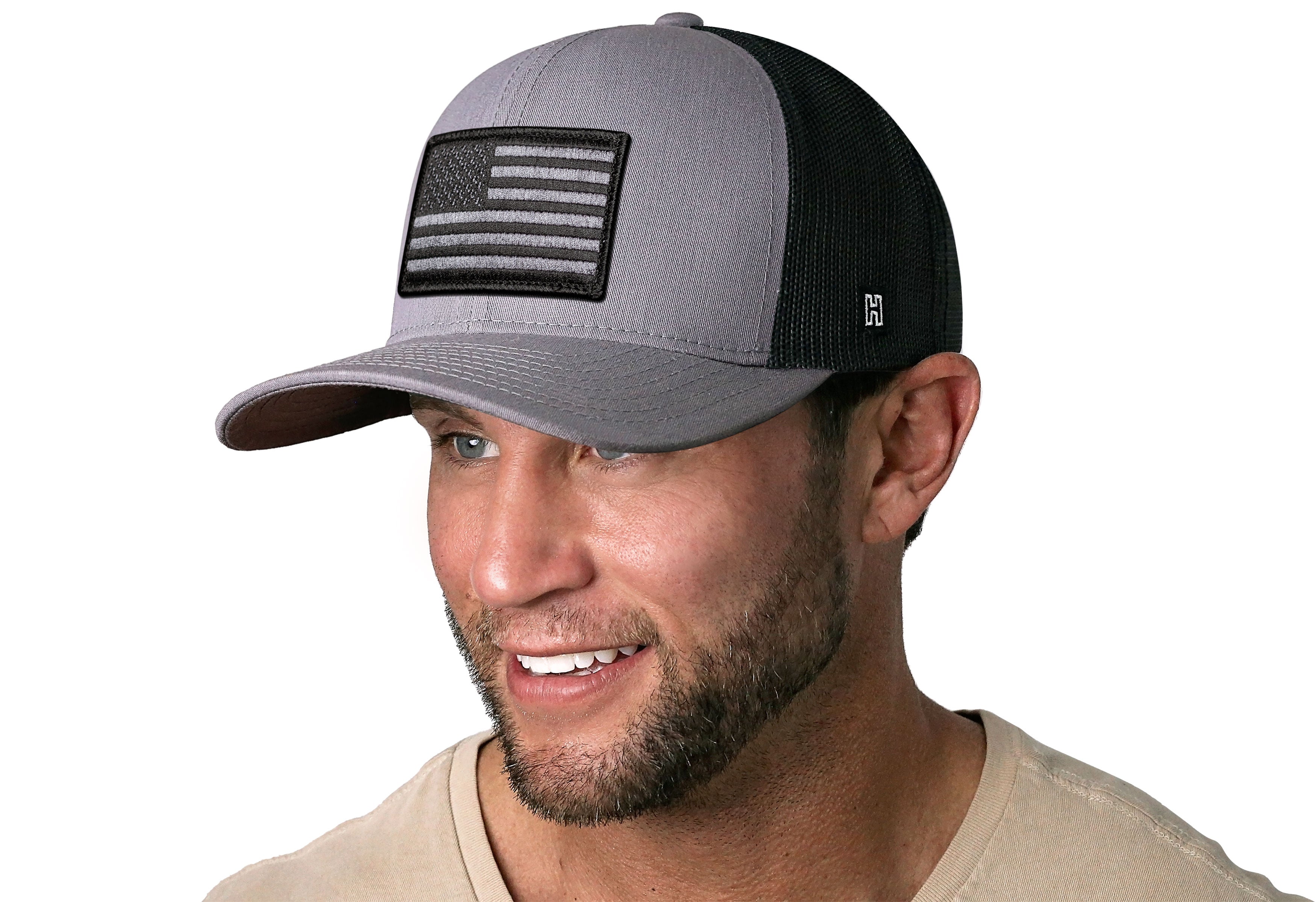 Haka Hat American Flag Trucker Hat  |  Gray-Black USA Tactical Snapback