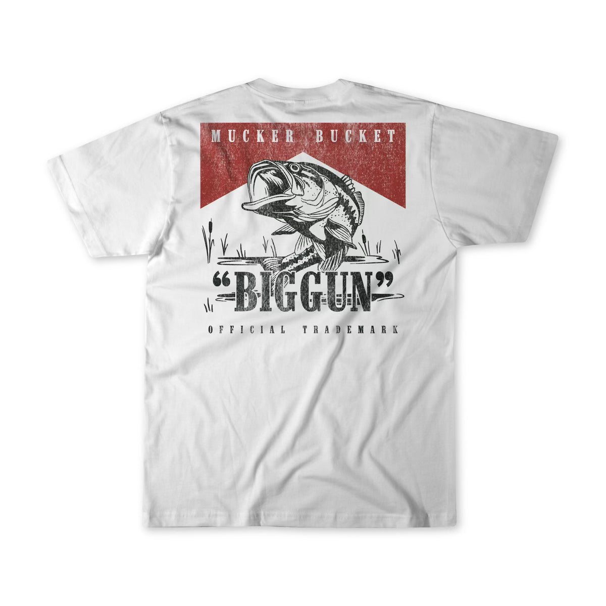 Mucker Bucket Biggun White Premium Tee | Hunting & Outdoor Graphic T-Shirt