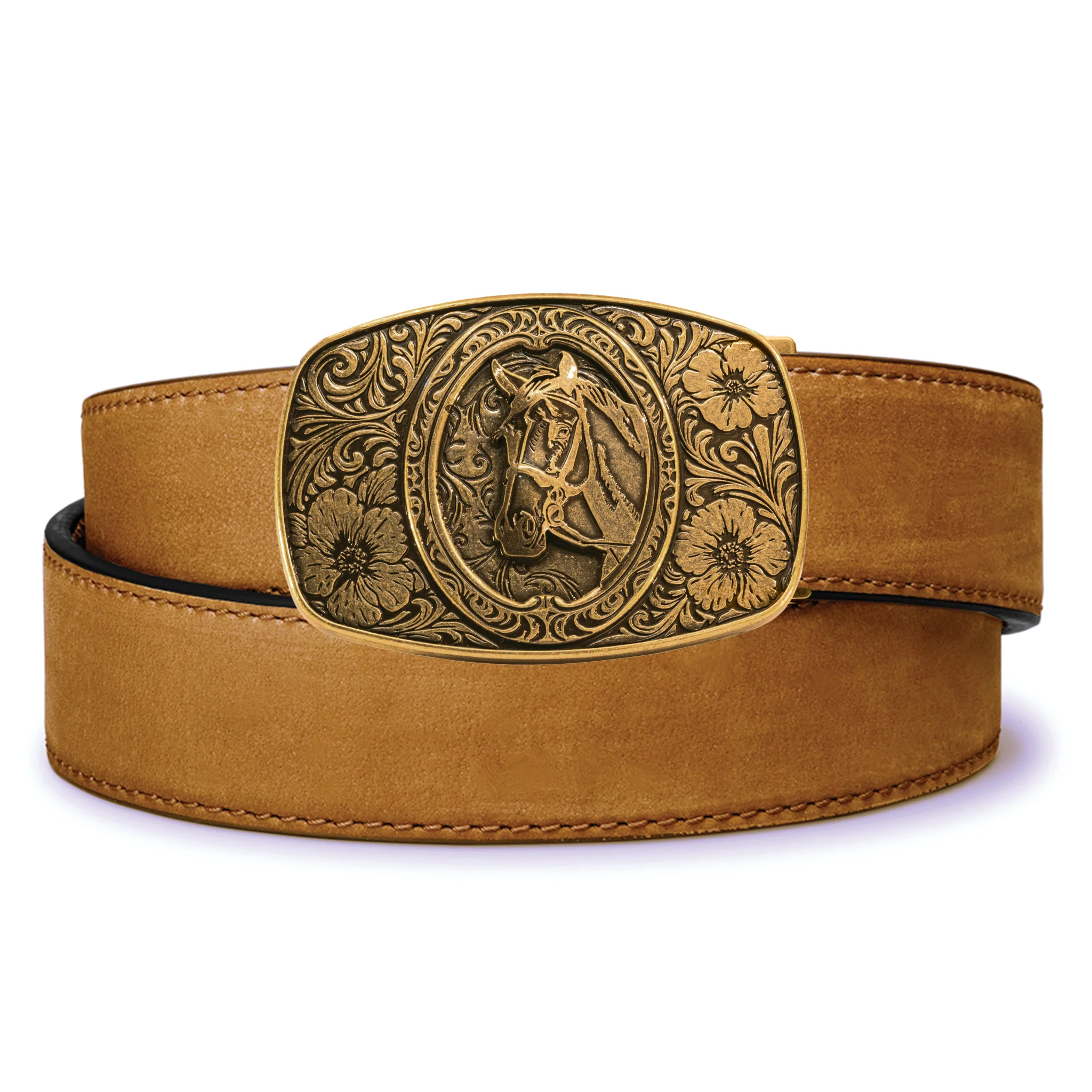 Kore Essentials Horse Antique Brass Buckle and Belt