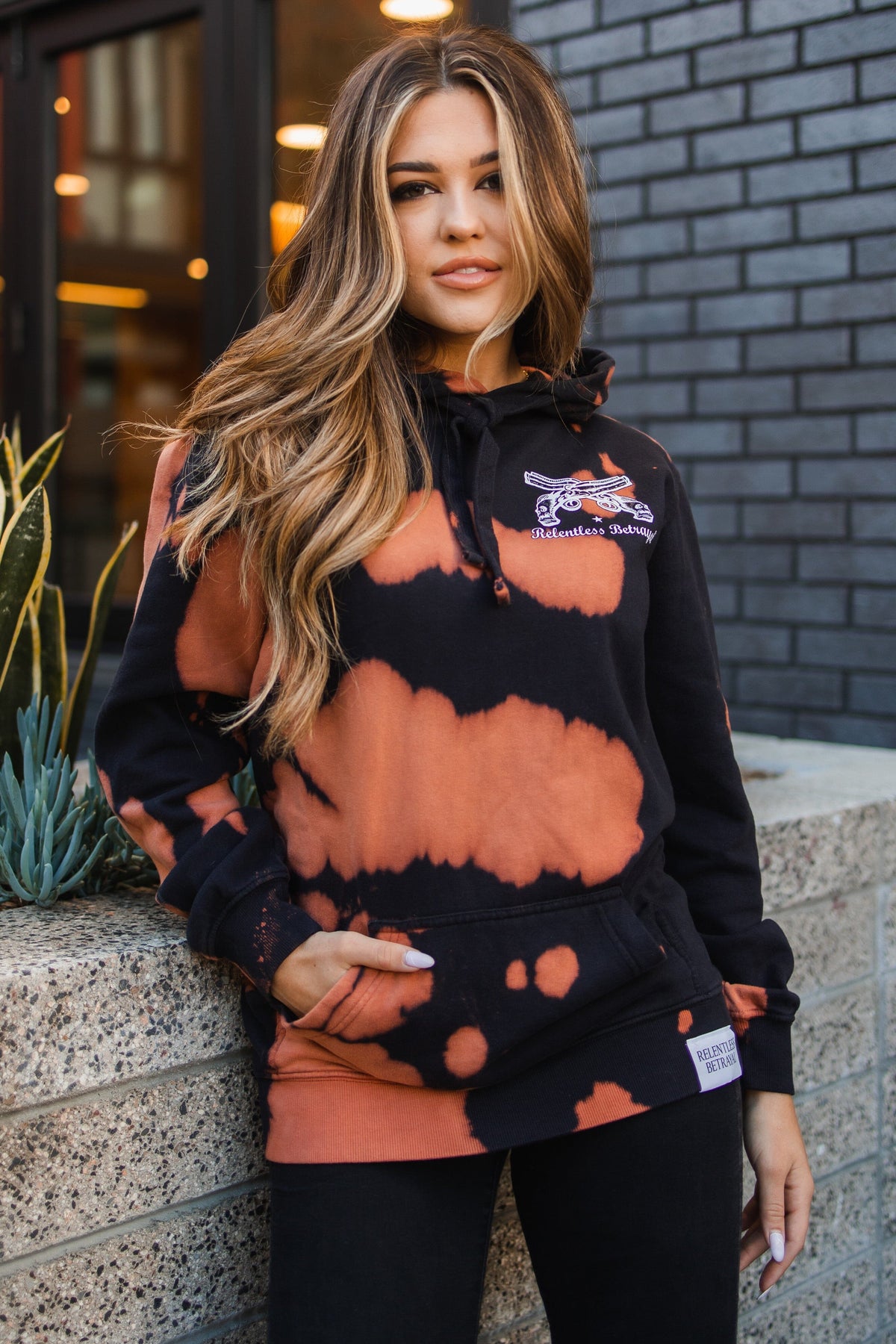 Relentless Betrayal No Prey, No Pay Bleach Wash Hoodie