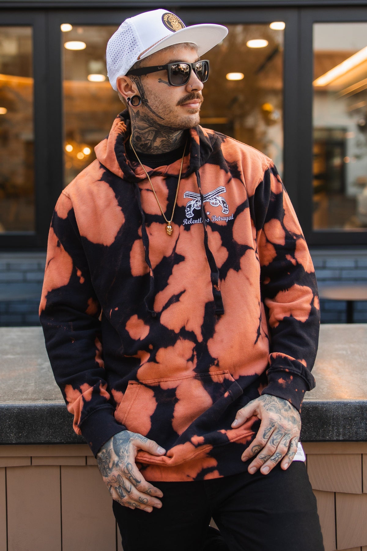 Relentless Betrayal No Prey, No Pay Bleach Wash Hoodie