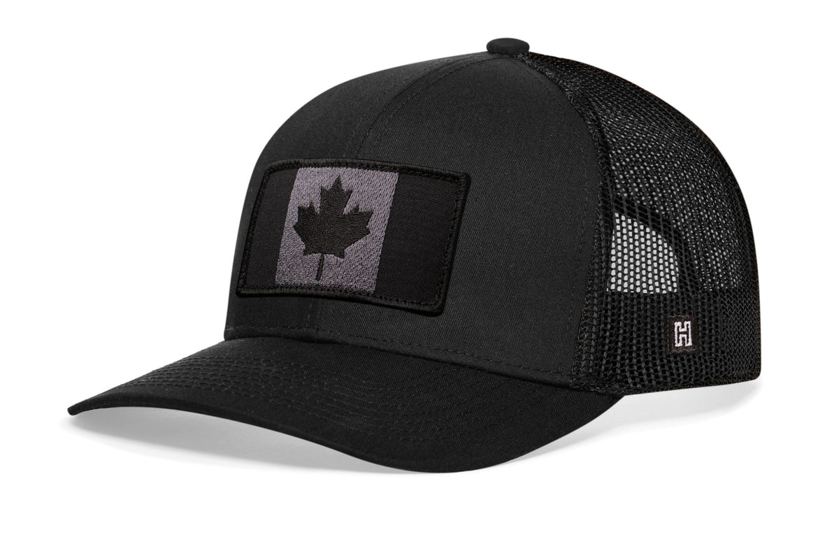 Canada Flag Trucker Hat  |  Black Canadian Tactical Snapback