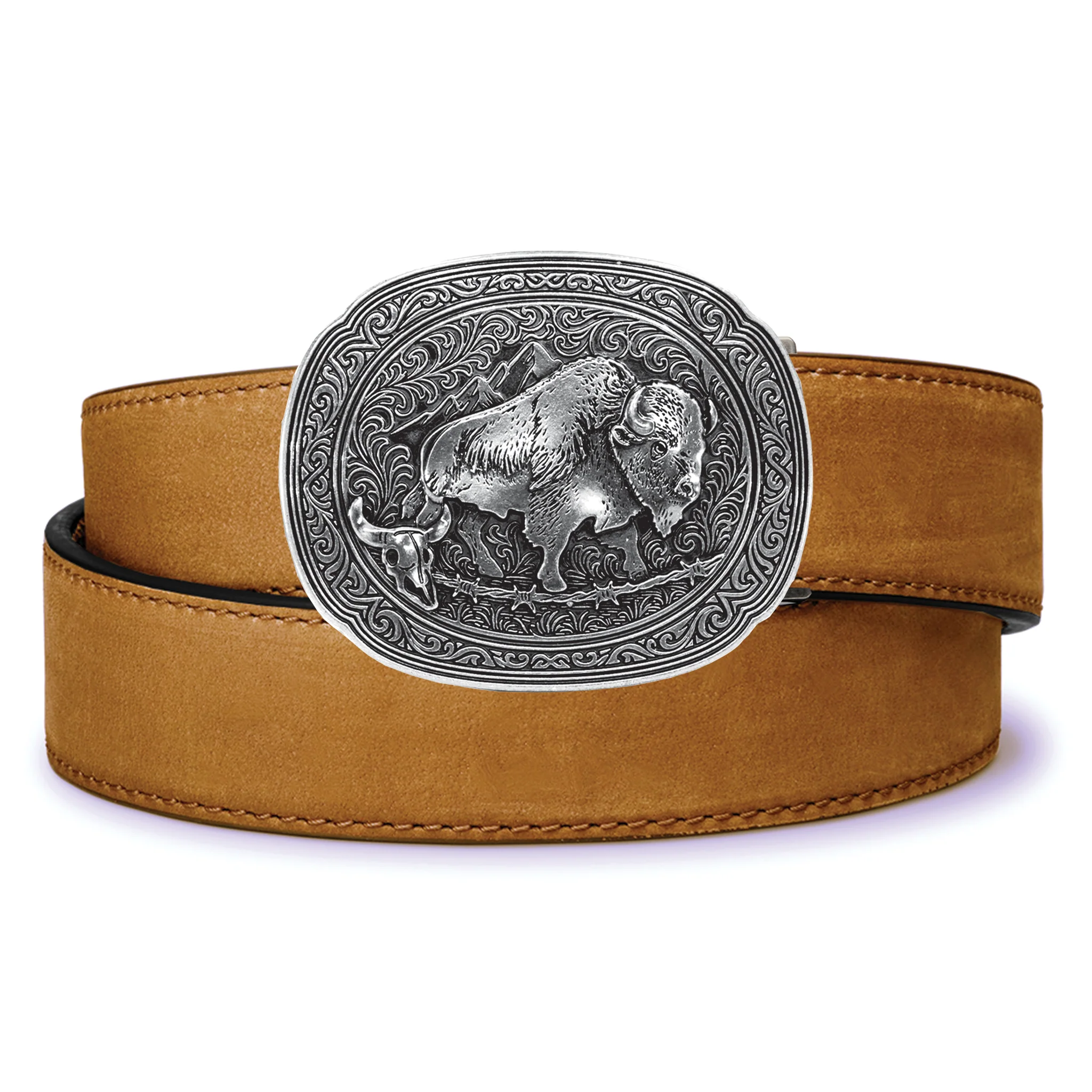 Kore Essentials Bison Antique Silver Buckle and Belt