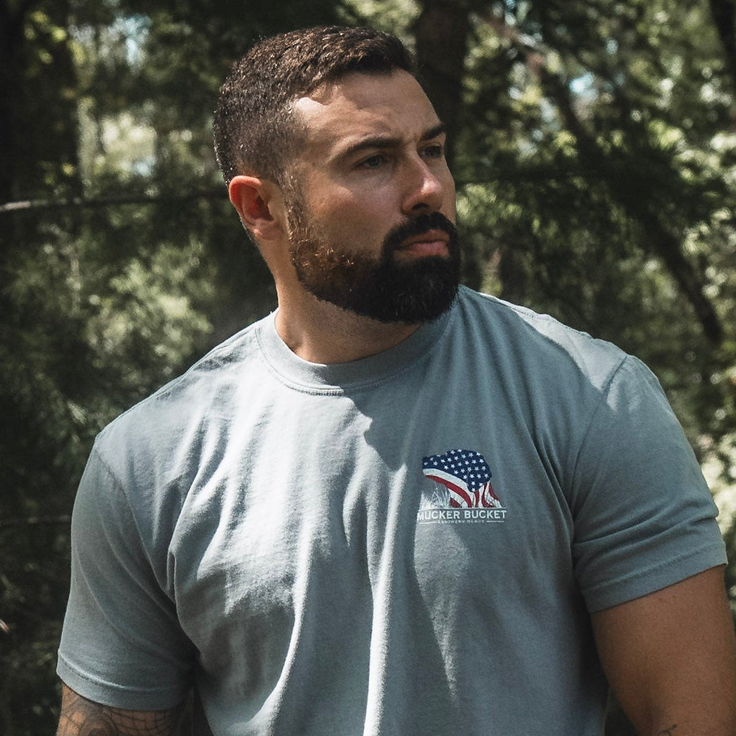 Mucker Bucket Lab Flag Premium Tee | Labrador Hunting T-Shirt