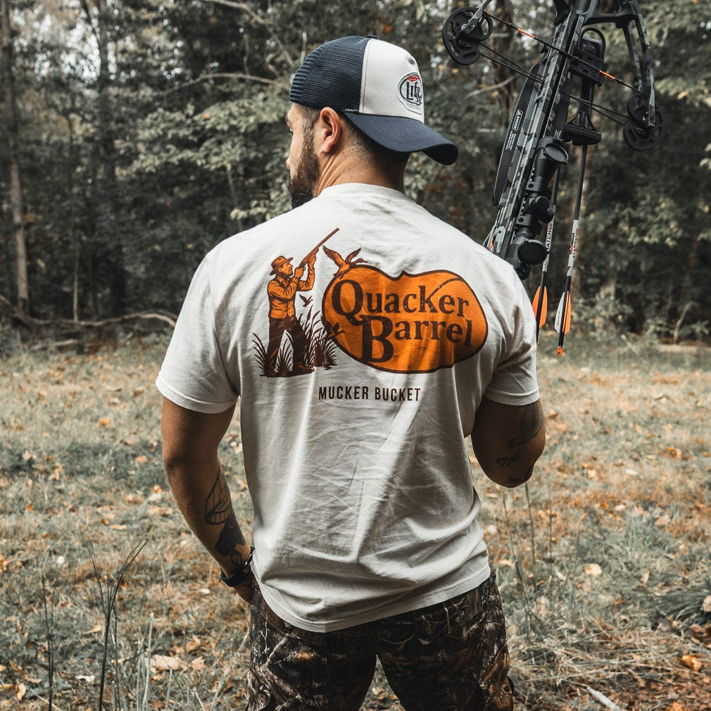 Mucker Bucket Quacker Barrel Premium Tee | Duck Hunting T-Shirt