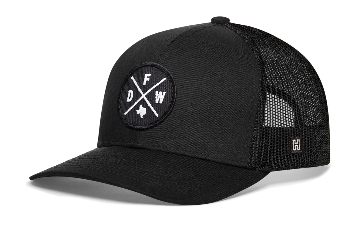 Dallas-Fort Worth Trucker Hat  |  Black DFW X Snapback