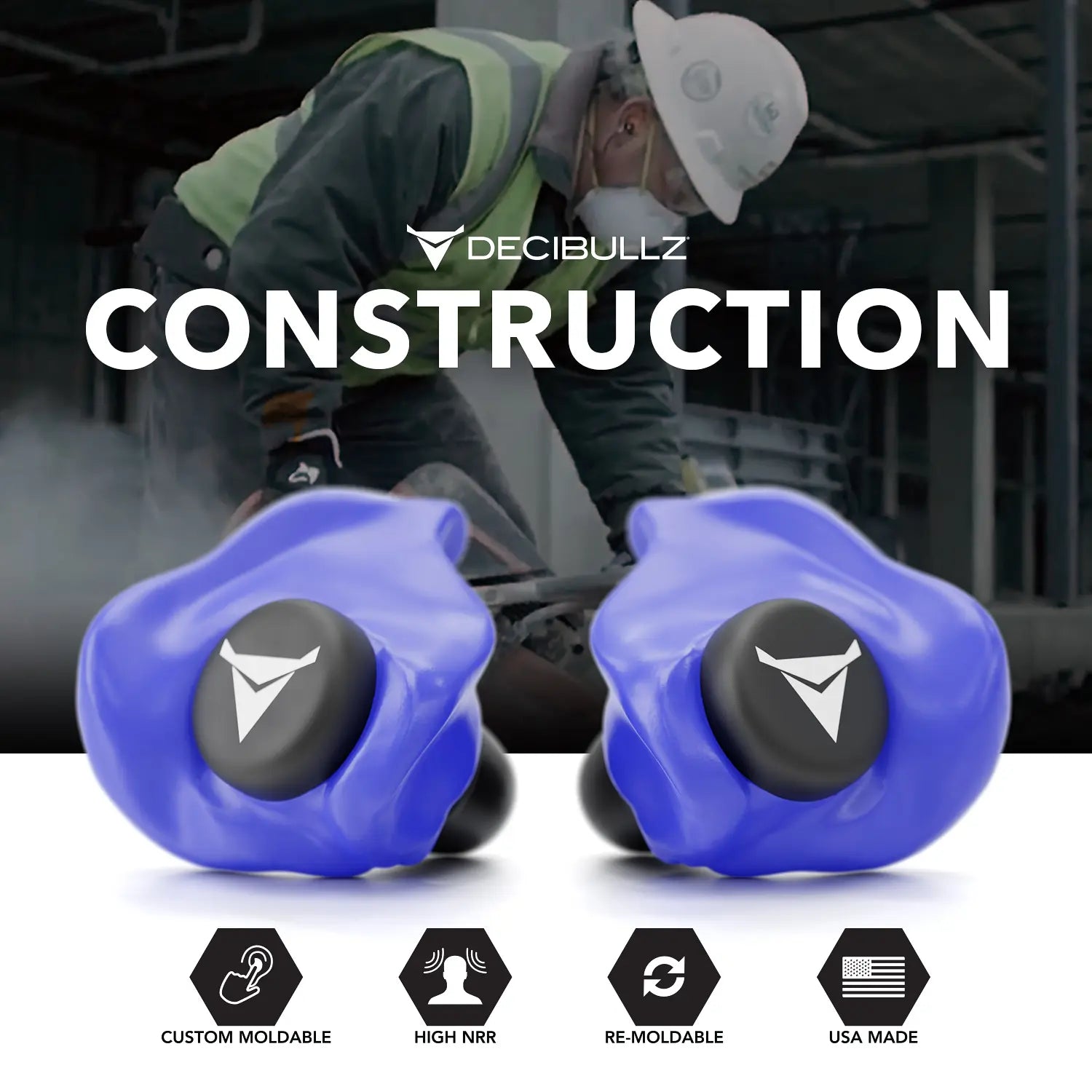 Decibullz Custom Molded Earplugs 31dB NRR