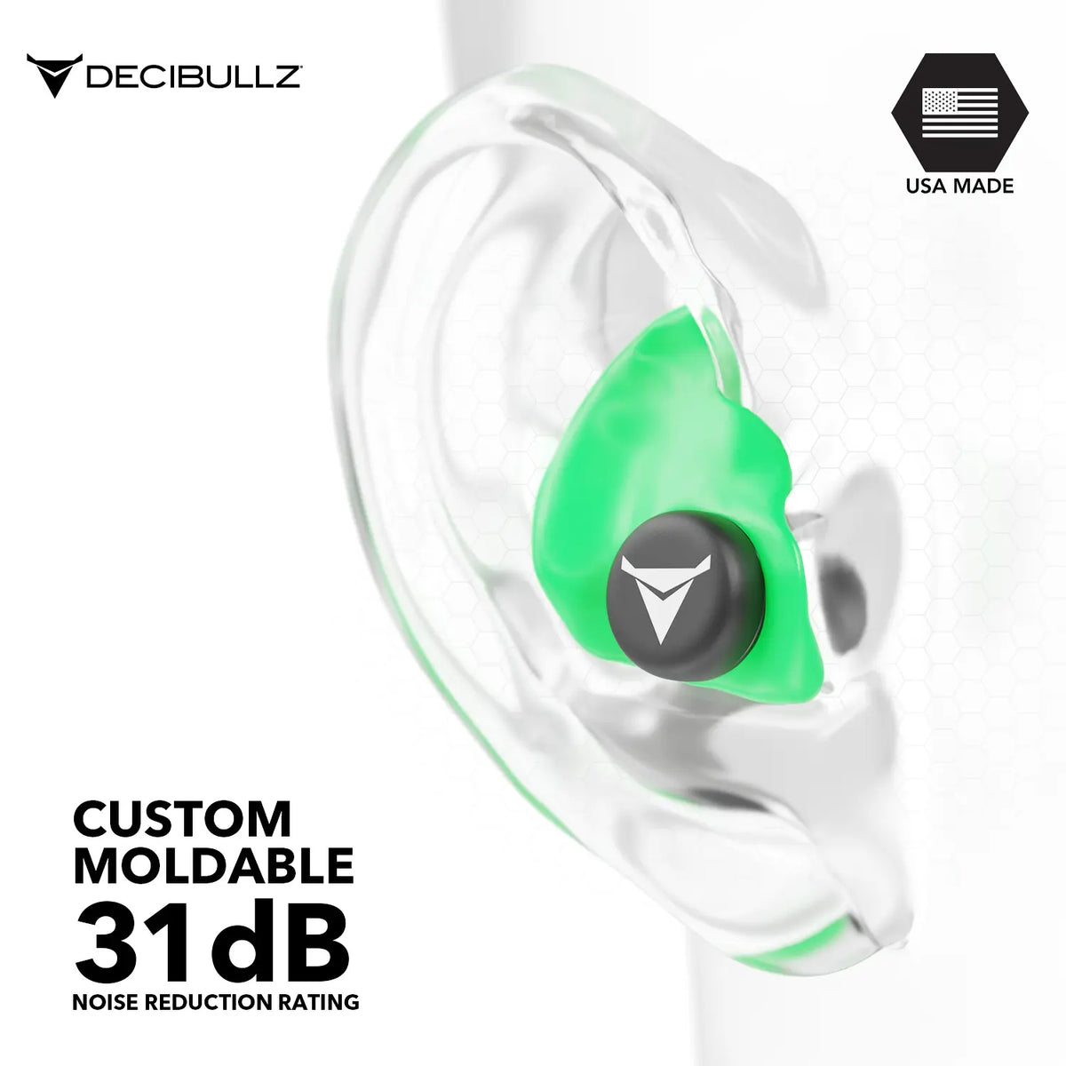 Decibullz Custom Molded Earplugs 31dB NRR