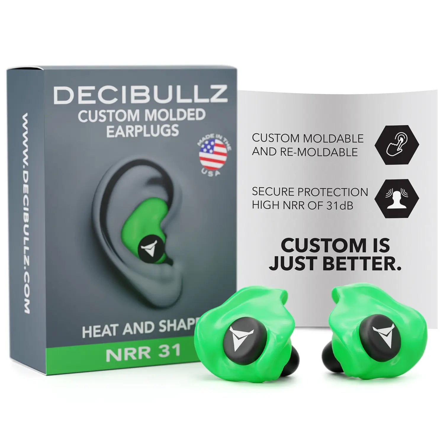 Decibullz Custom Molded Earplugs 31dB NRR