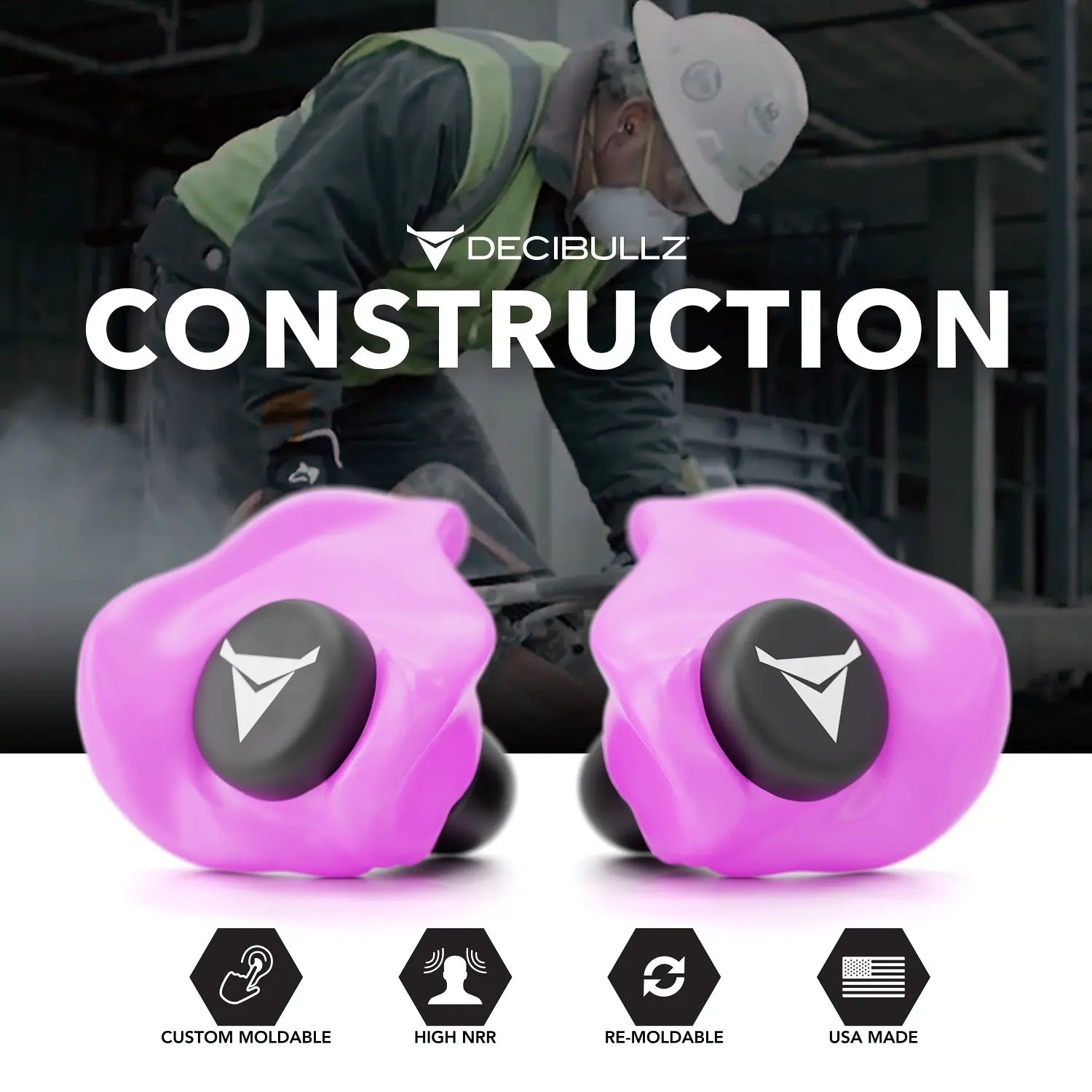 Decibullz Custom Molded Earplugs 31dB NRR