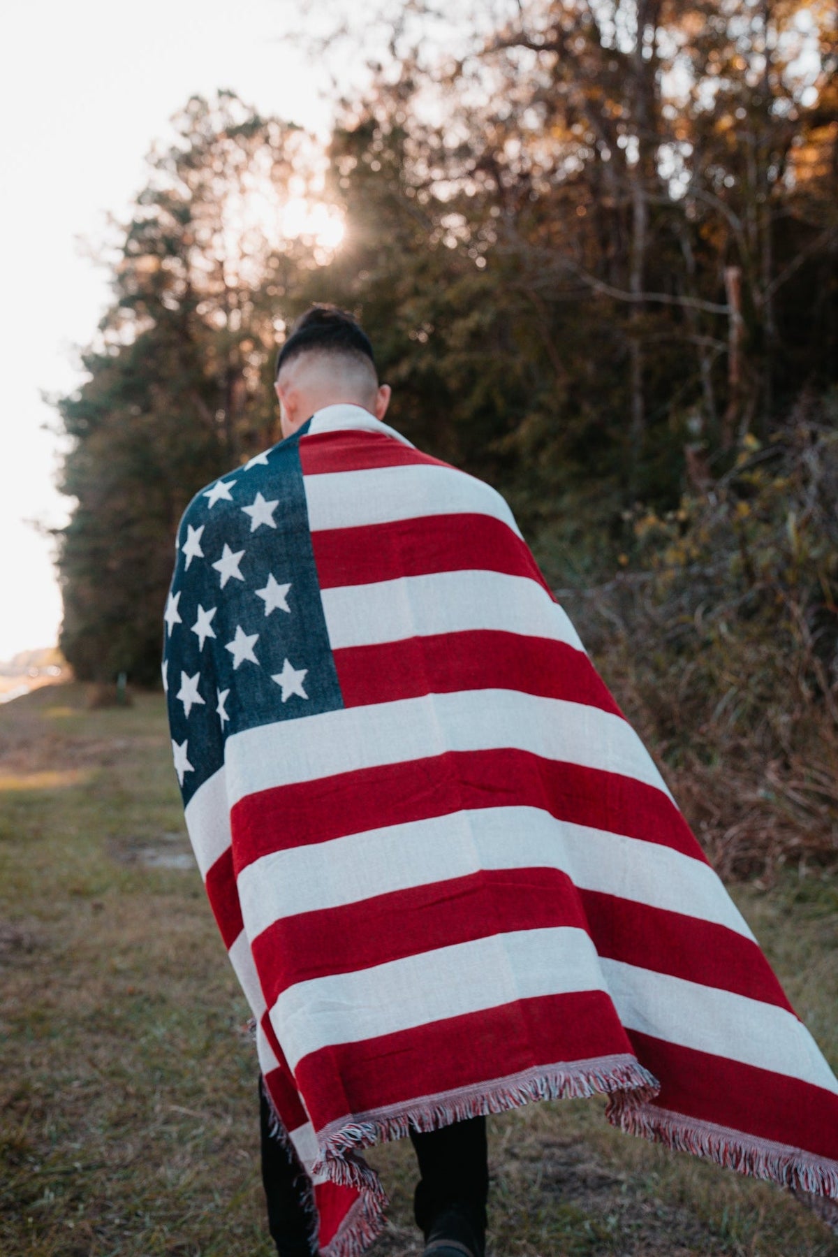 American Flag Jacquard Blanket