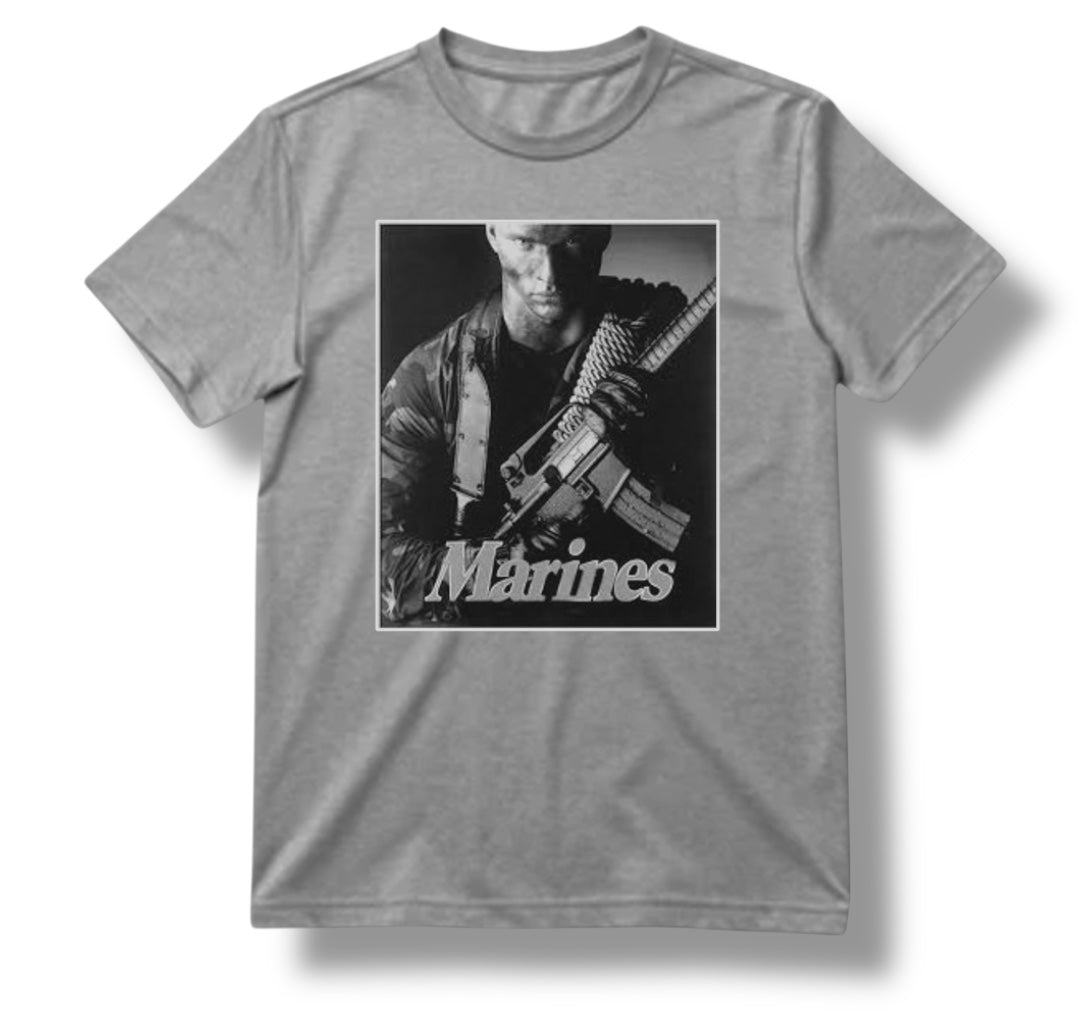 Direct Action Apparel 90's Marine Tee – Heather Grey USMC Military Lifestyle T-Shirt