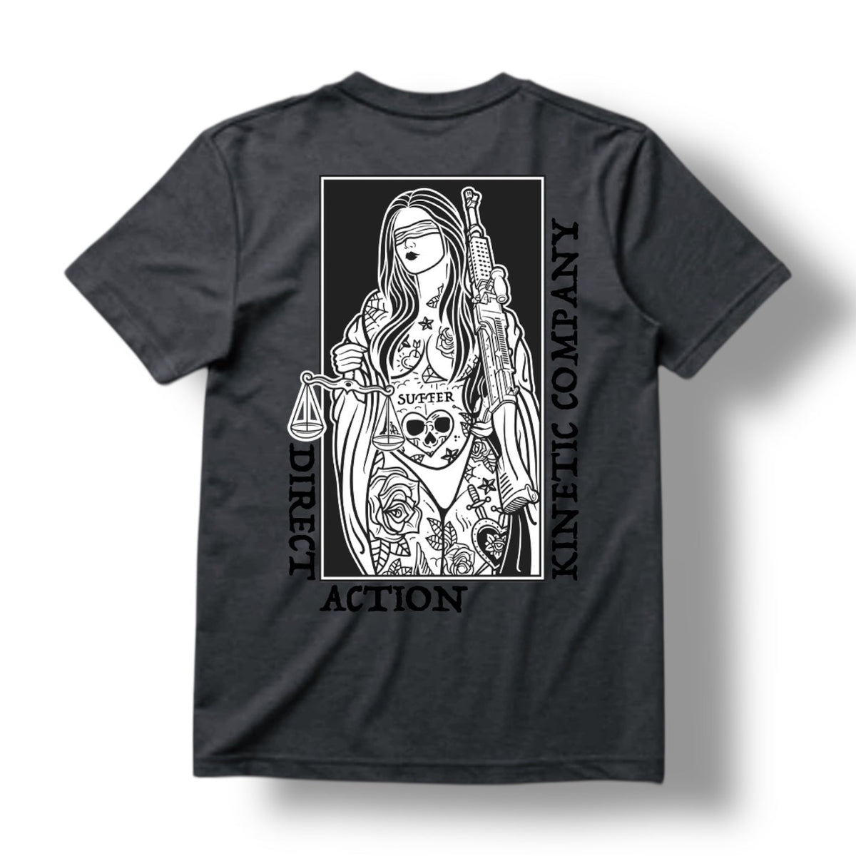 "BLIND JUSTICE" TEE (HEATHER CHARCOAL)