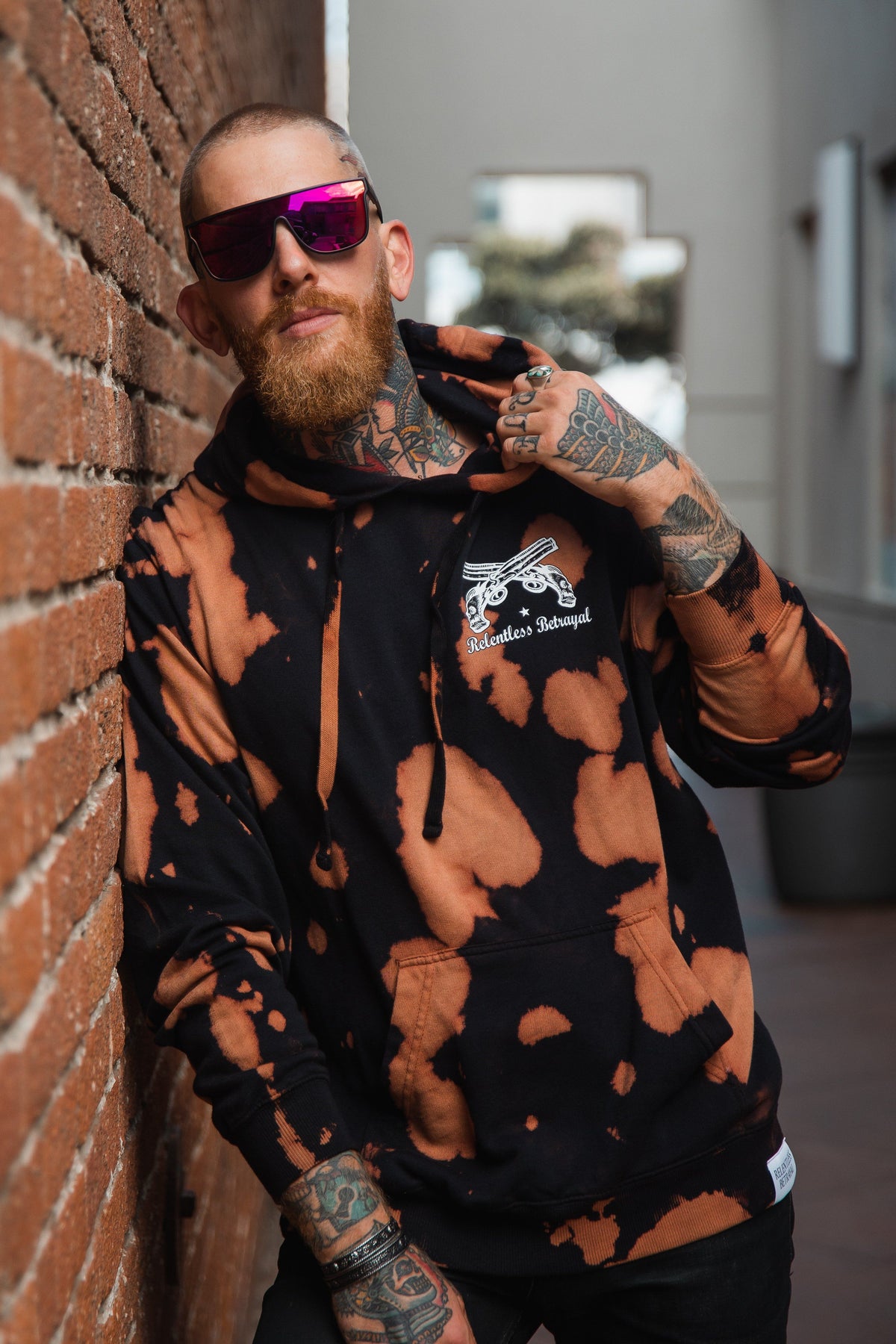 Relentless Betrayal No Prey, No Pay Bleach Wash Hoodie