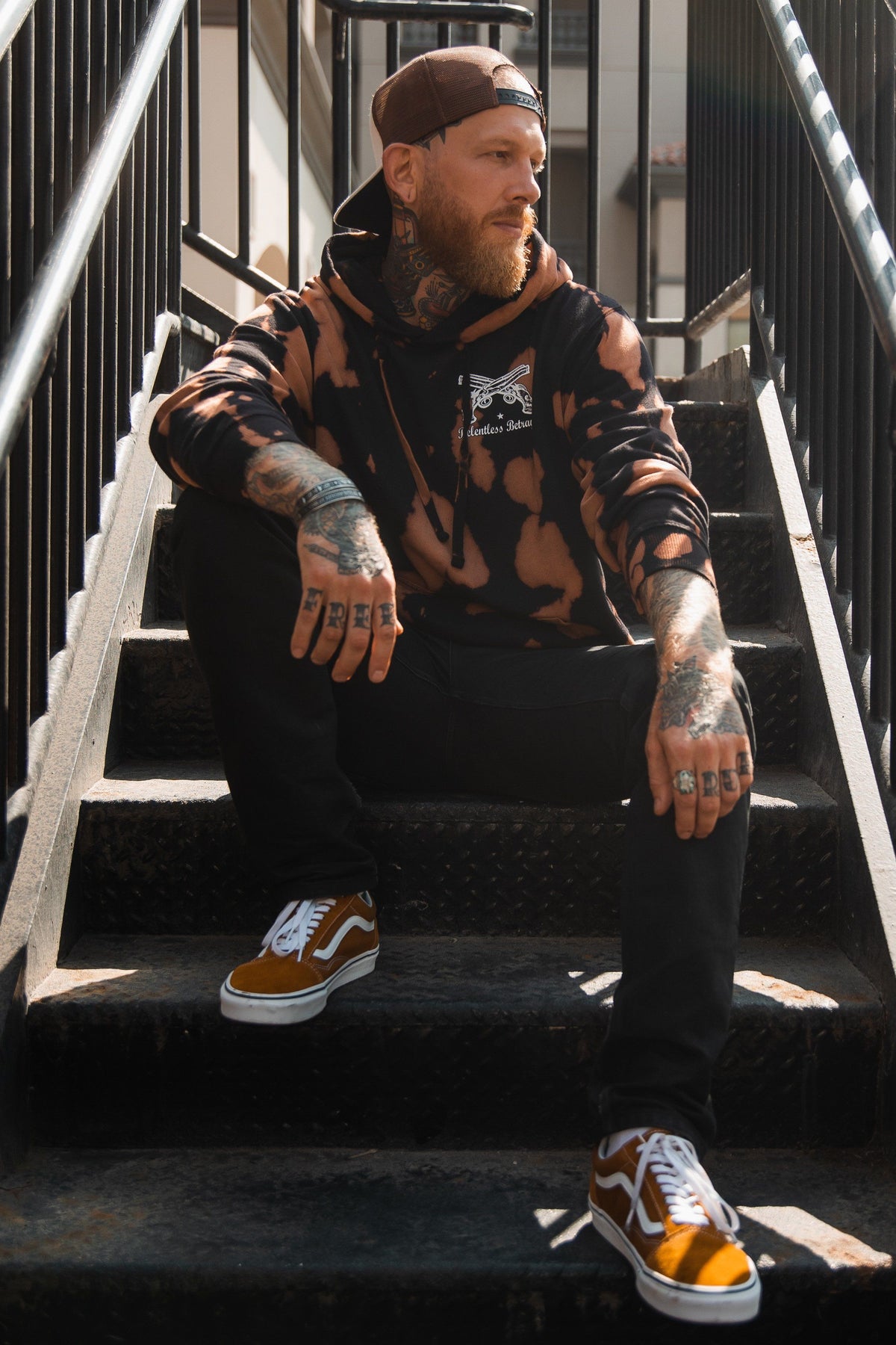 Relentless Betrayal No Prey, No Pay Bleach Wash Hoodie