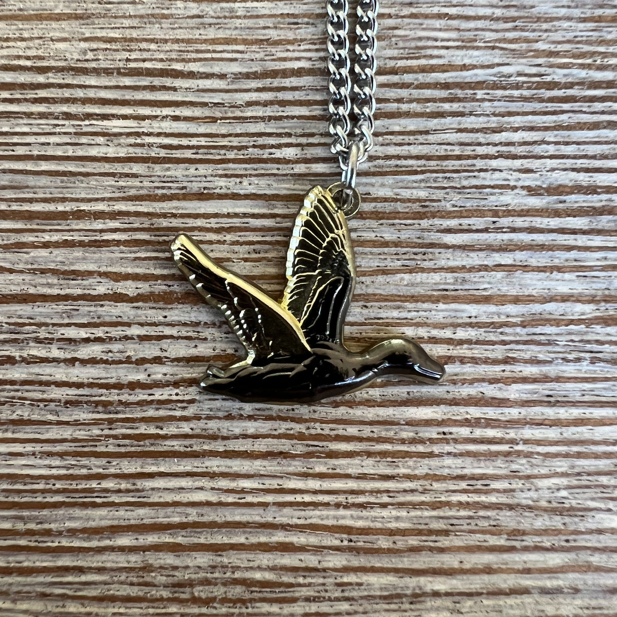 Mucker Bucket Duck It Golden Wings Stainless Steel Necklace | Duck Hunting Pendant