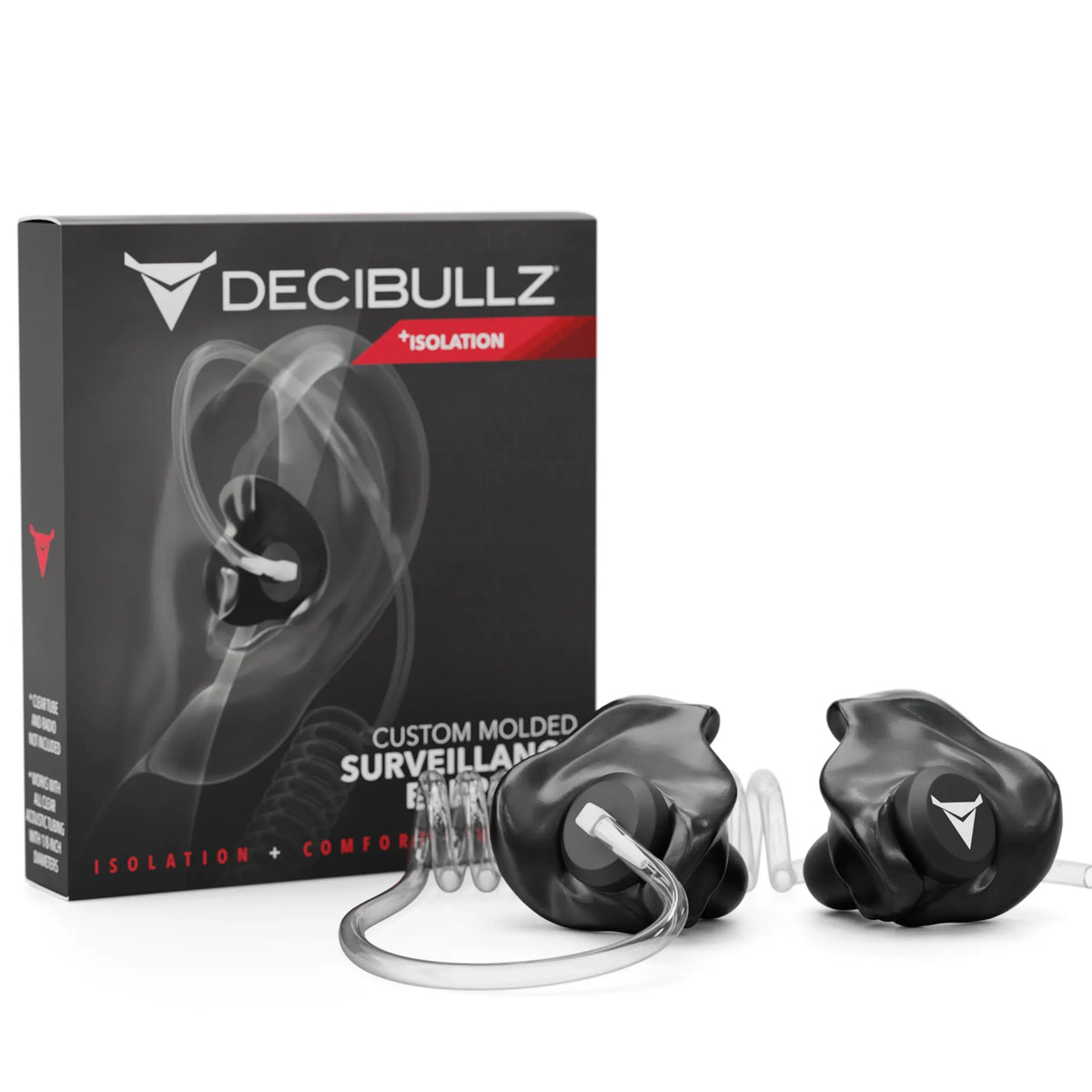 Decibullz Custom Moldable Isolation Earpiece for Clear Tube, Radio, Surveillance, and Communication Headsets