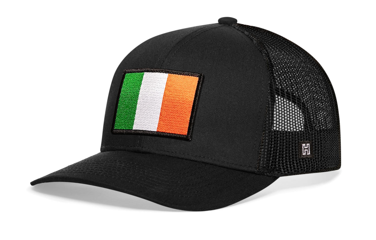 Ireland Flag Trucker Hat  |  Black Irish Snapback