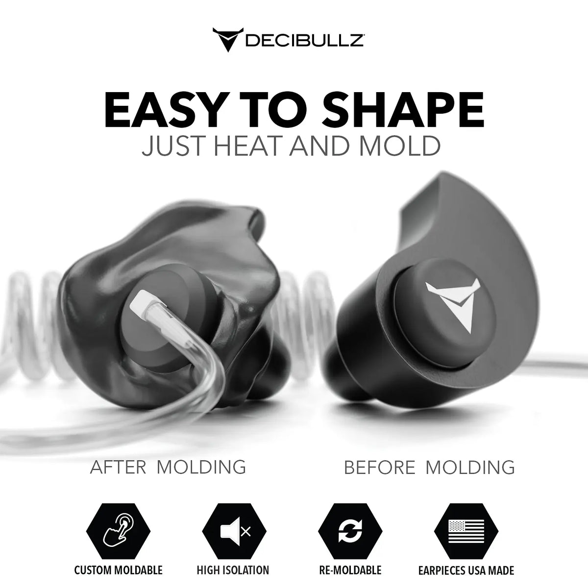 Decibullz +Isolation Custom Molded Listen-Only Surveillance Acoustic Tube Headset